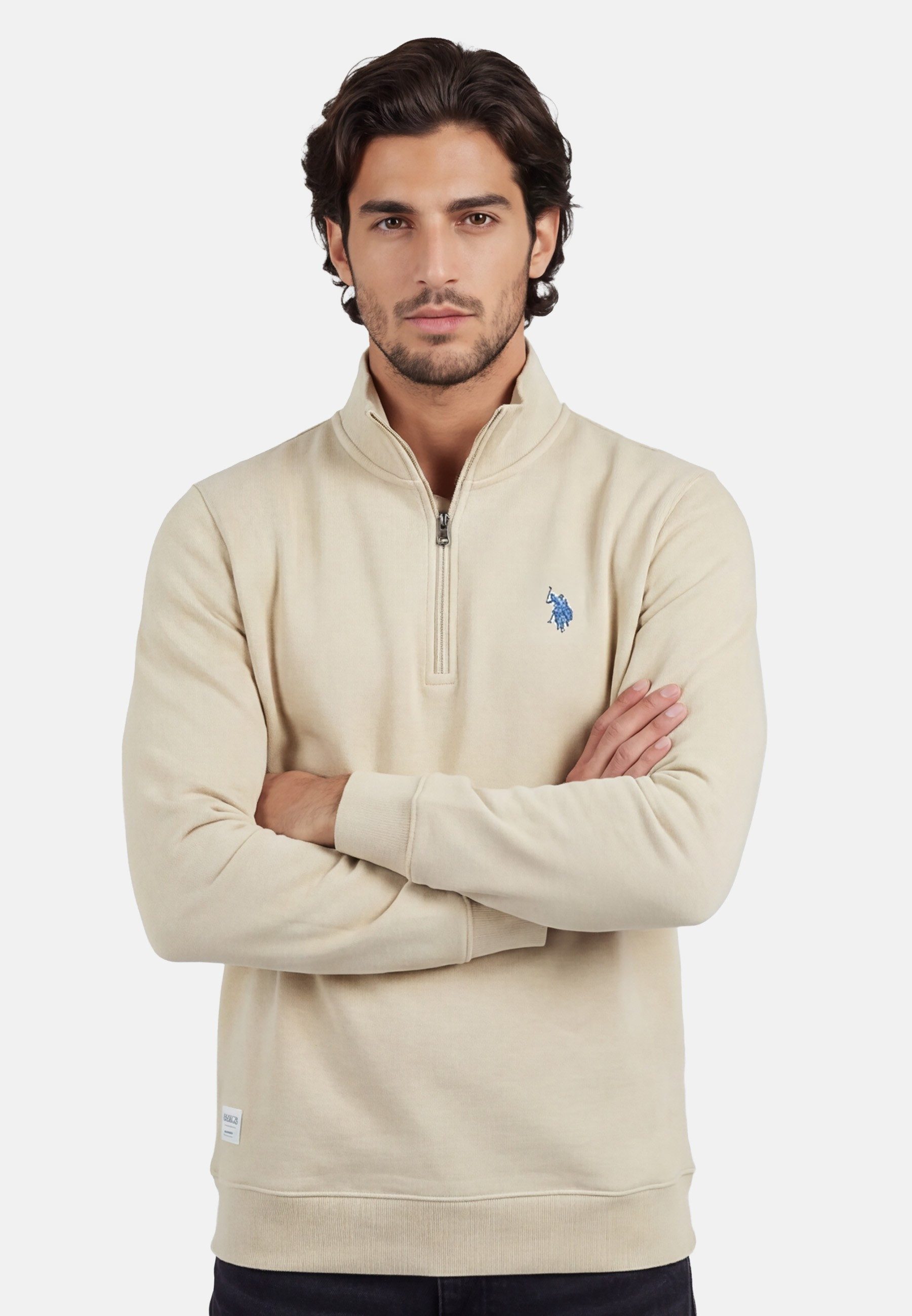 U.S. Polo Assn. Sweatshirt USChaase Herren Half-Zip – Pullover mit Stehkragen Baumwoll Sweatshirt mit Reißverschluss und Bündchen