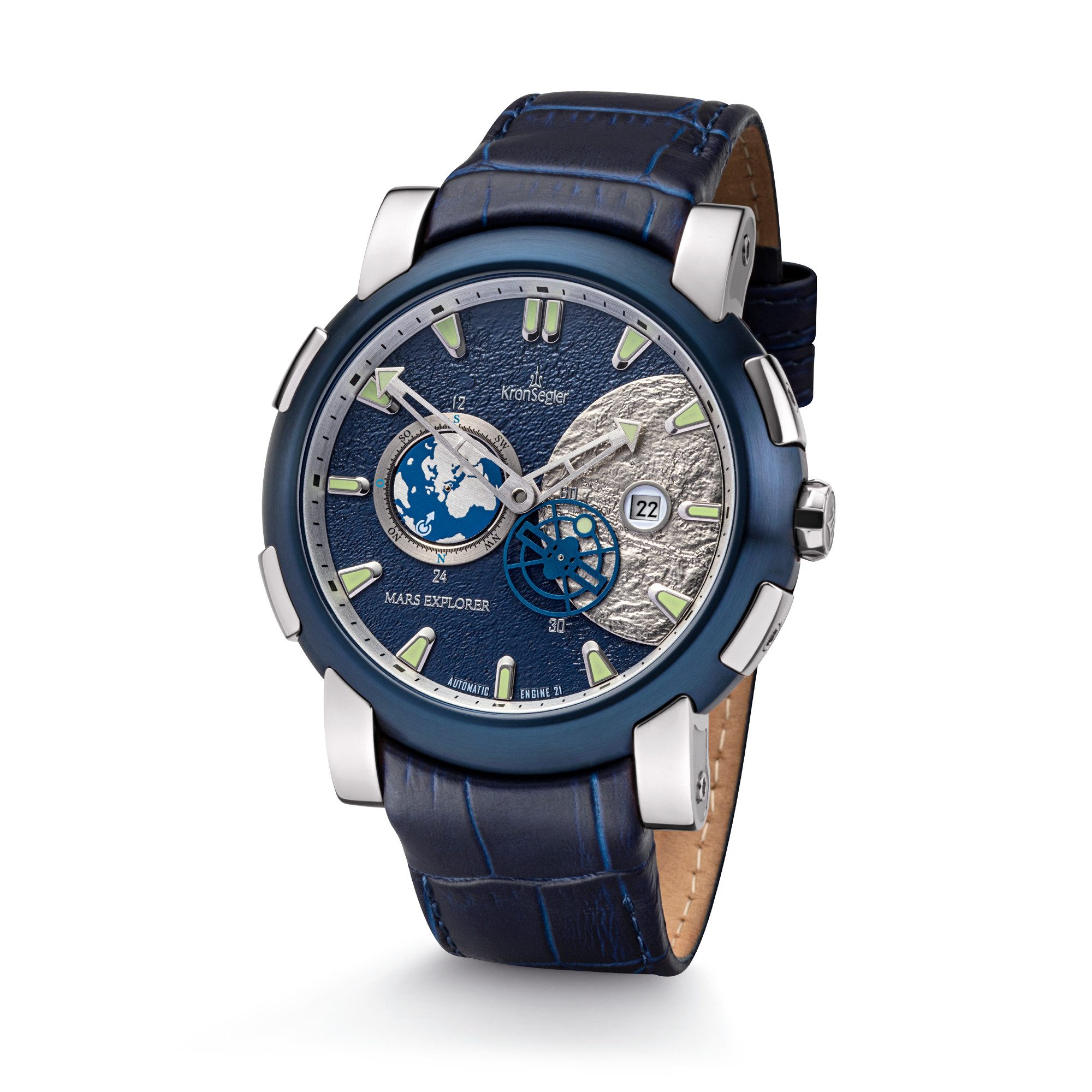 Kronsegler Automatikuhr Mars Exlorer Herrenuhr Automatik mit Saphirglas, Lederband, limitierte Edition