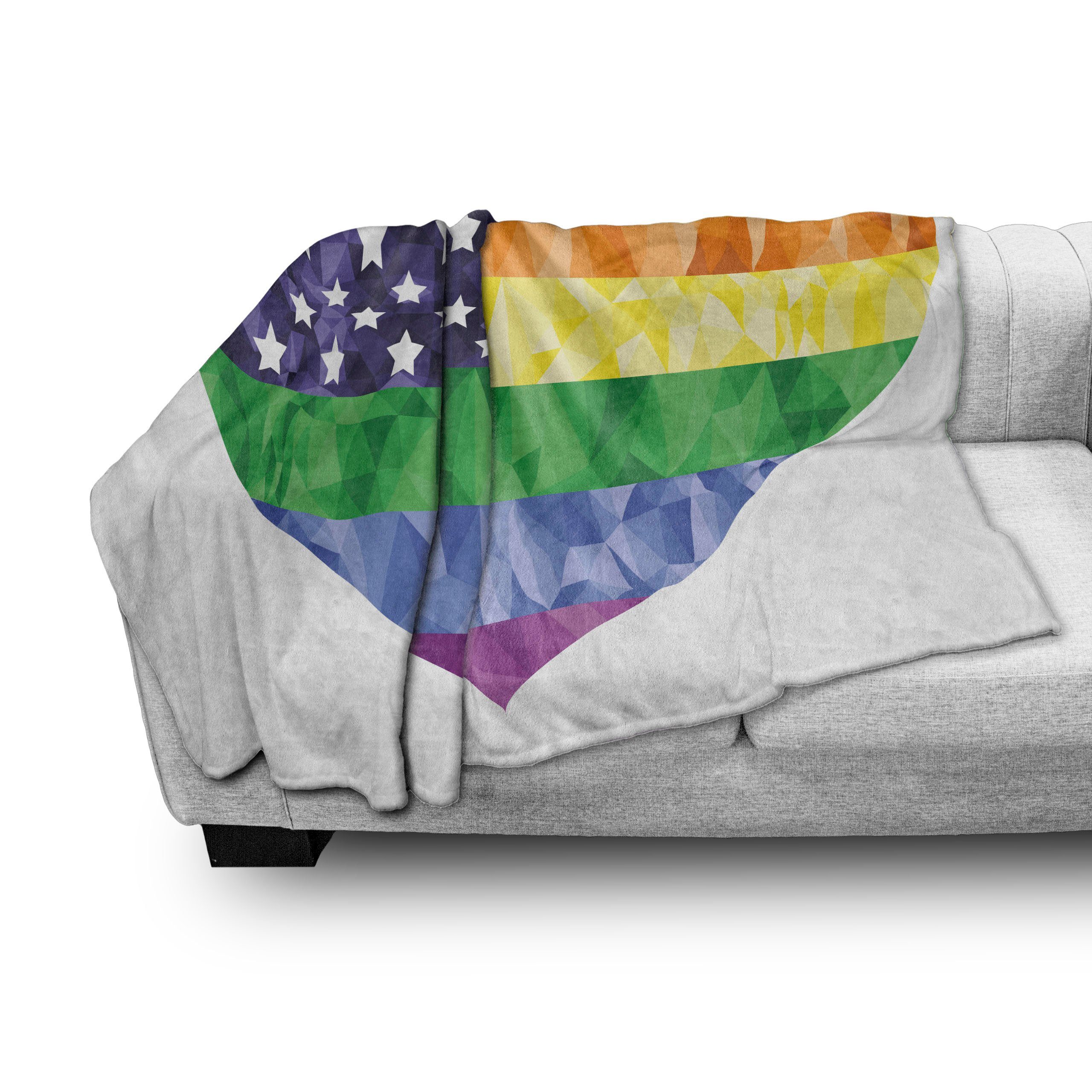 Außenbereich, für Vereinigte Innen- Herz den Flagge von Staaten Abakuhaus, Amerika Gemütlicher Plüsch Homosexuell Regenbogen-Kunst Wohndecke und