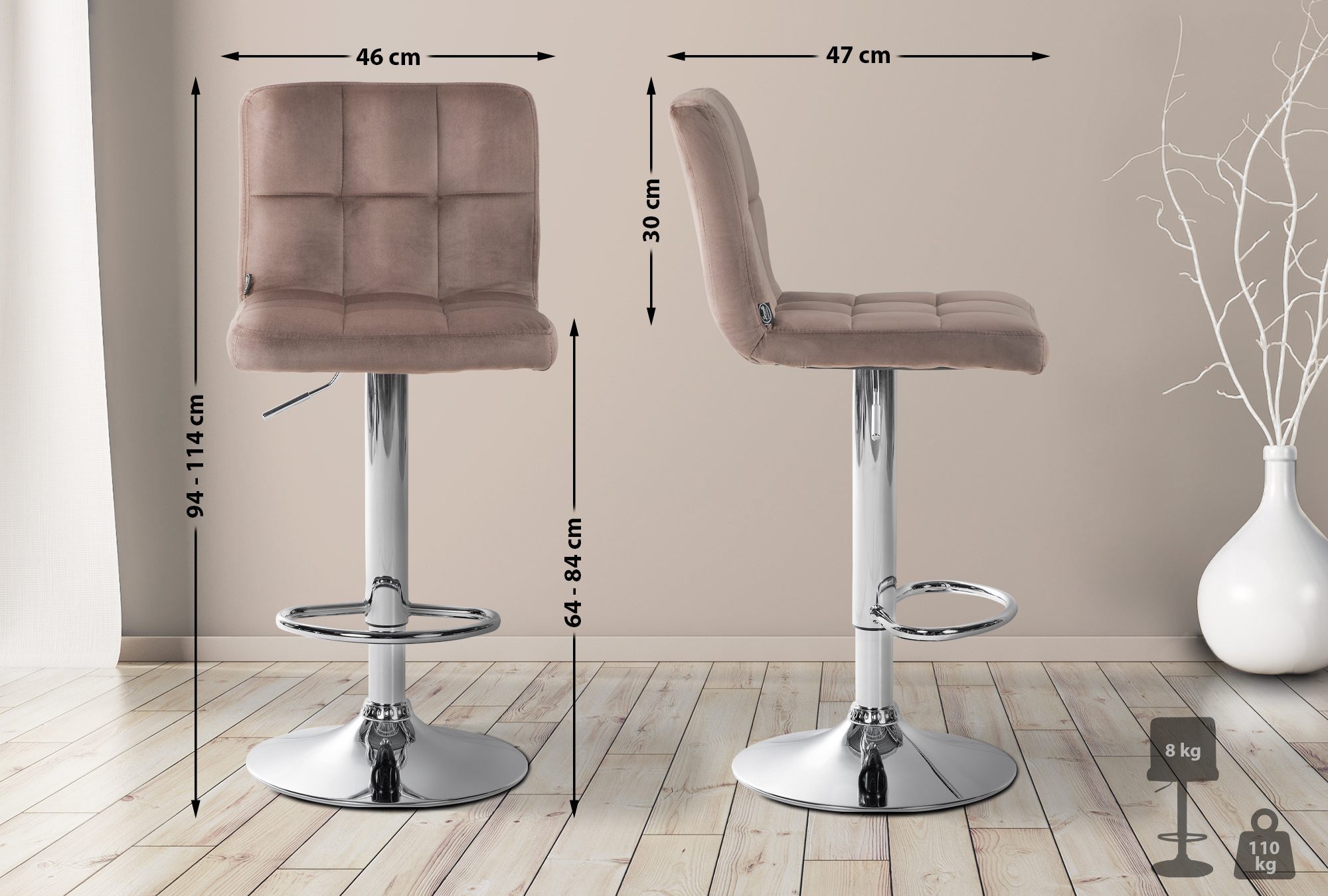 CLP Barhocker Peru Samt, höhenverstellbar und günstig online kaufen