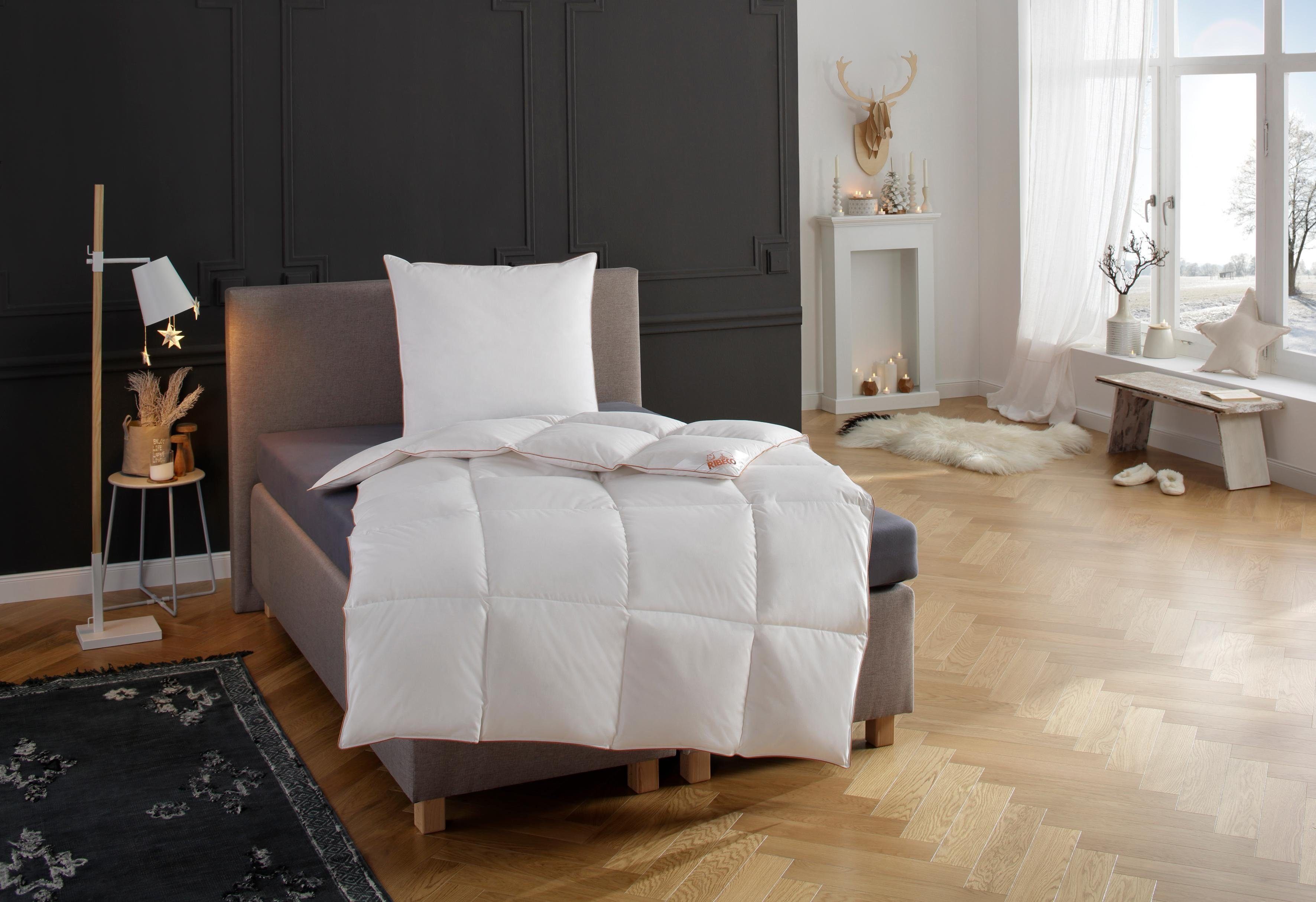 RIBECO Daunenbettdecke Ella, Füllung: 90% Daunen & 10% Federn, Bezug: Baumw günstig online kaufen