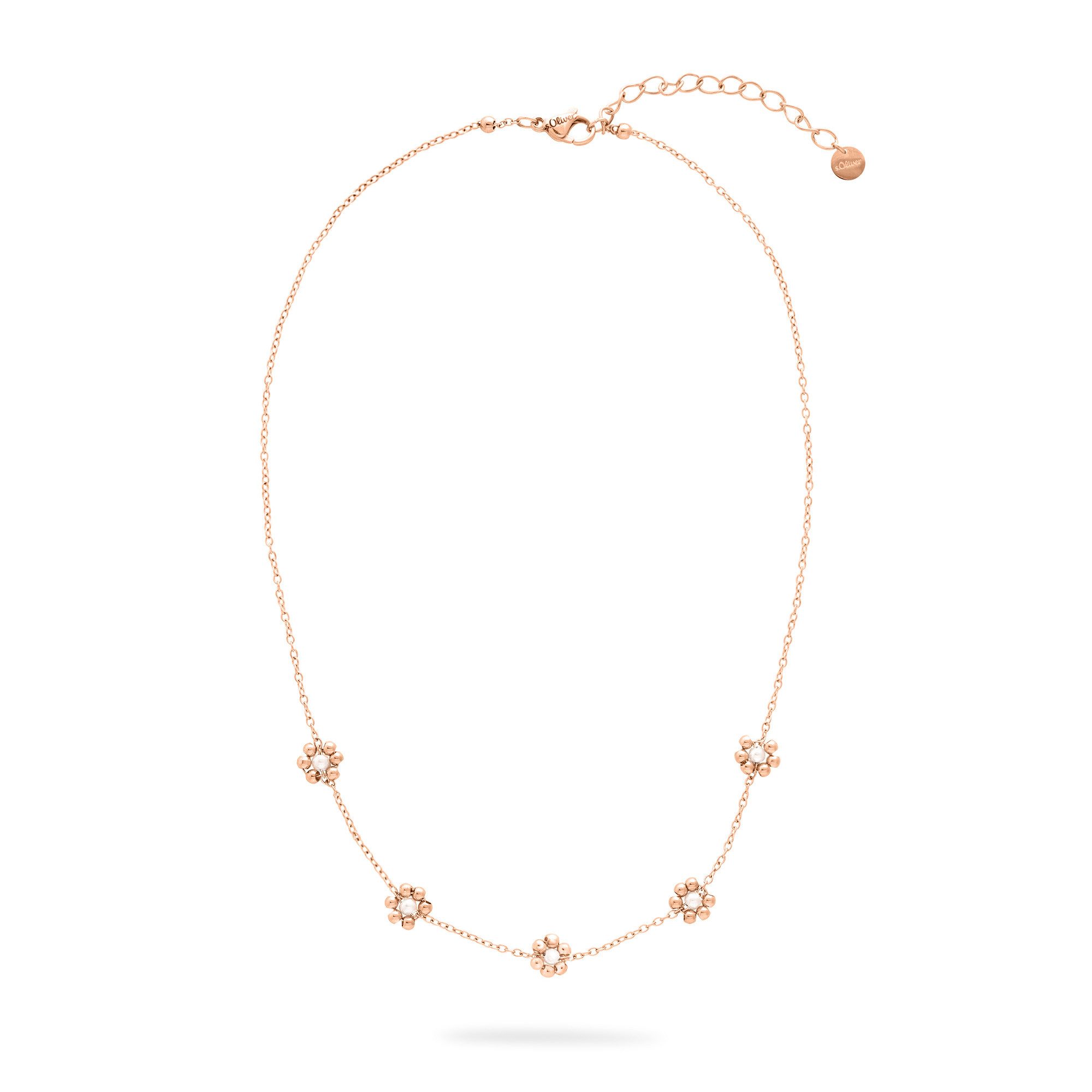 s.Oliver Kette mit Anhänger Flower, Blüten-Design, mit Perle (imitiert)