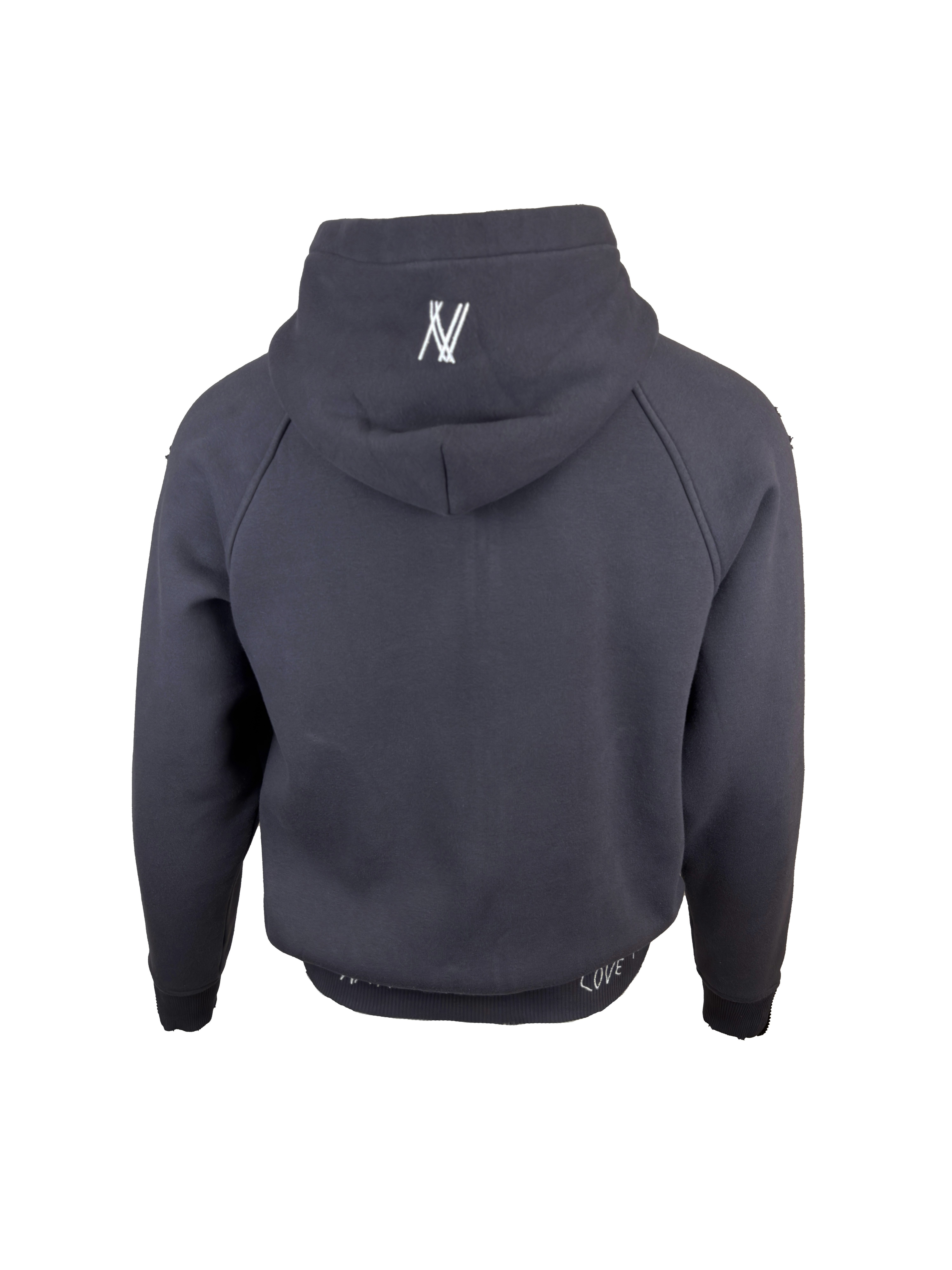ENVYME Hoodie Kapuzenjacke Zip-Hoodie Herz-Print, Vintage Used-Look
