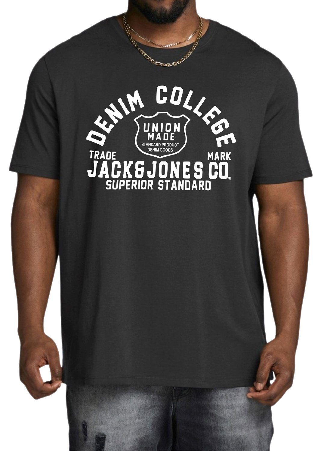 Jack & Plus Big Baumwolle 5er Shirts, Print-Shirt Übergröße (Spar-Set, Jones Pack 1 5er-Pack) Mix Size aus