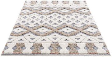 Hochflor-Teppich Focus 3050, Carpet City, rechteckig, Höhe: 20 mm, Boho-Teppich, besonders weich, 3D-Effekt, Rauten Design