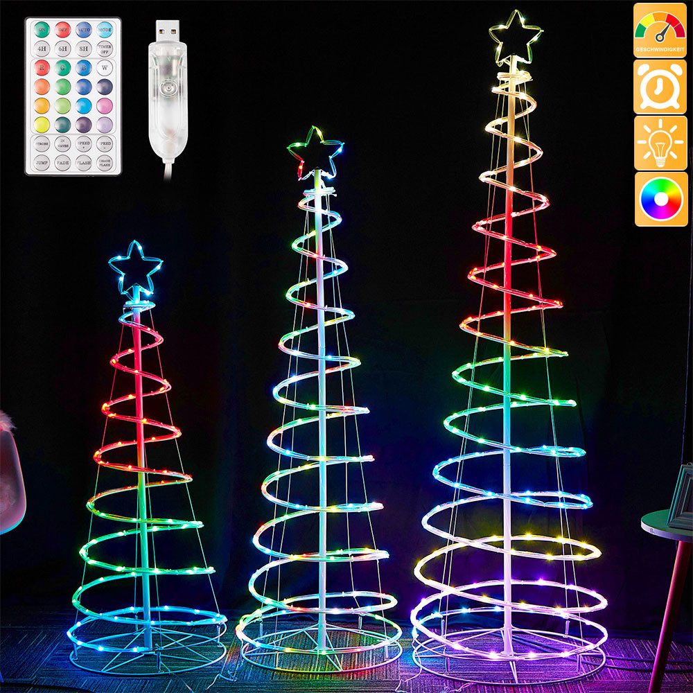 Lapamax LED Baum Spirale Weihnachtsbaum Beleuchtung Aussen Wetterfest Tannenbaum Timer, Weinachtsbeleuchtung LED innen Weihnachten Deko mit Fernbdienung USB