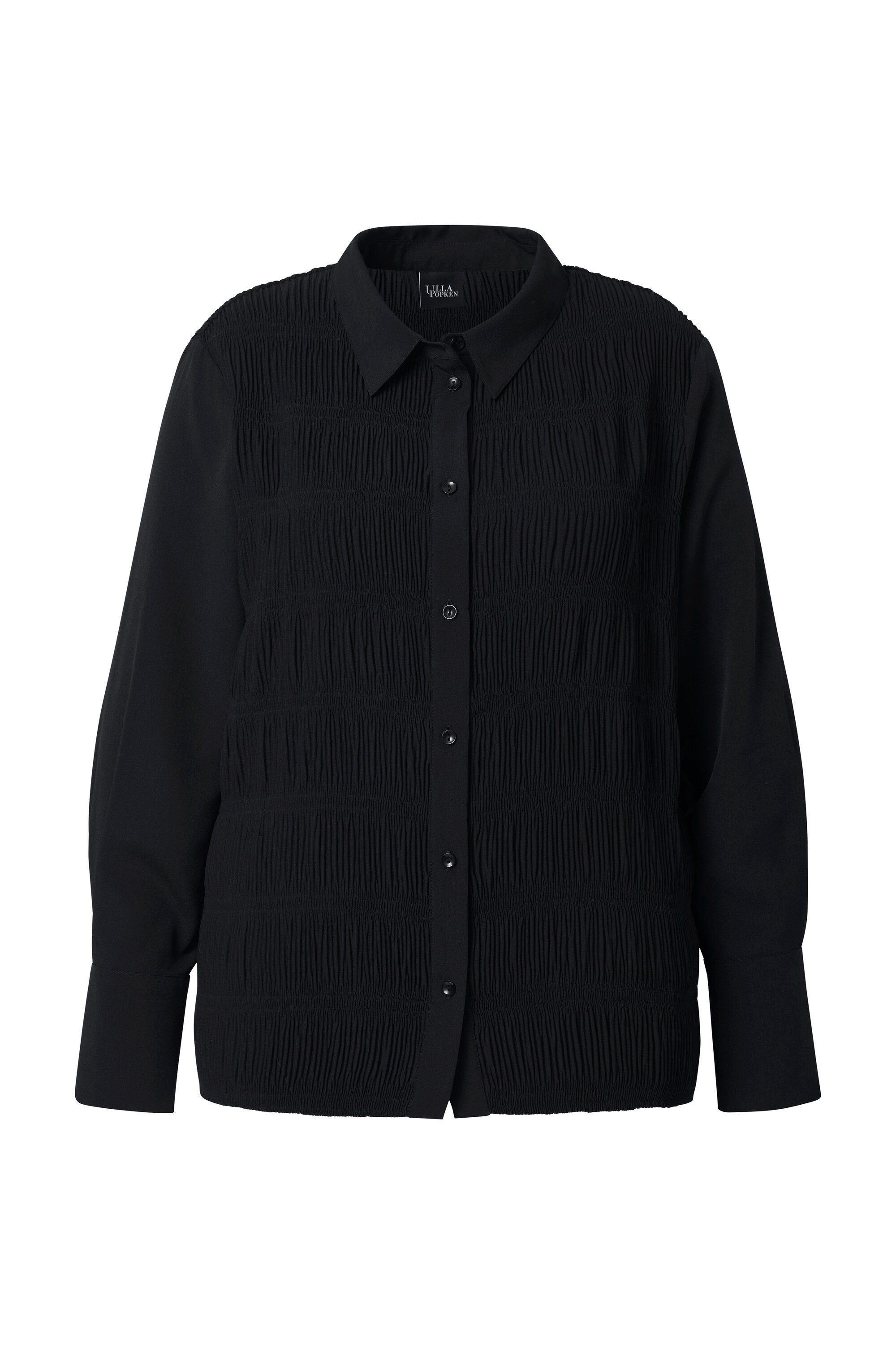 Longbluse Crincle-Bluse Struktur Hemdkragen Langarm