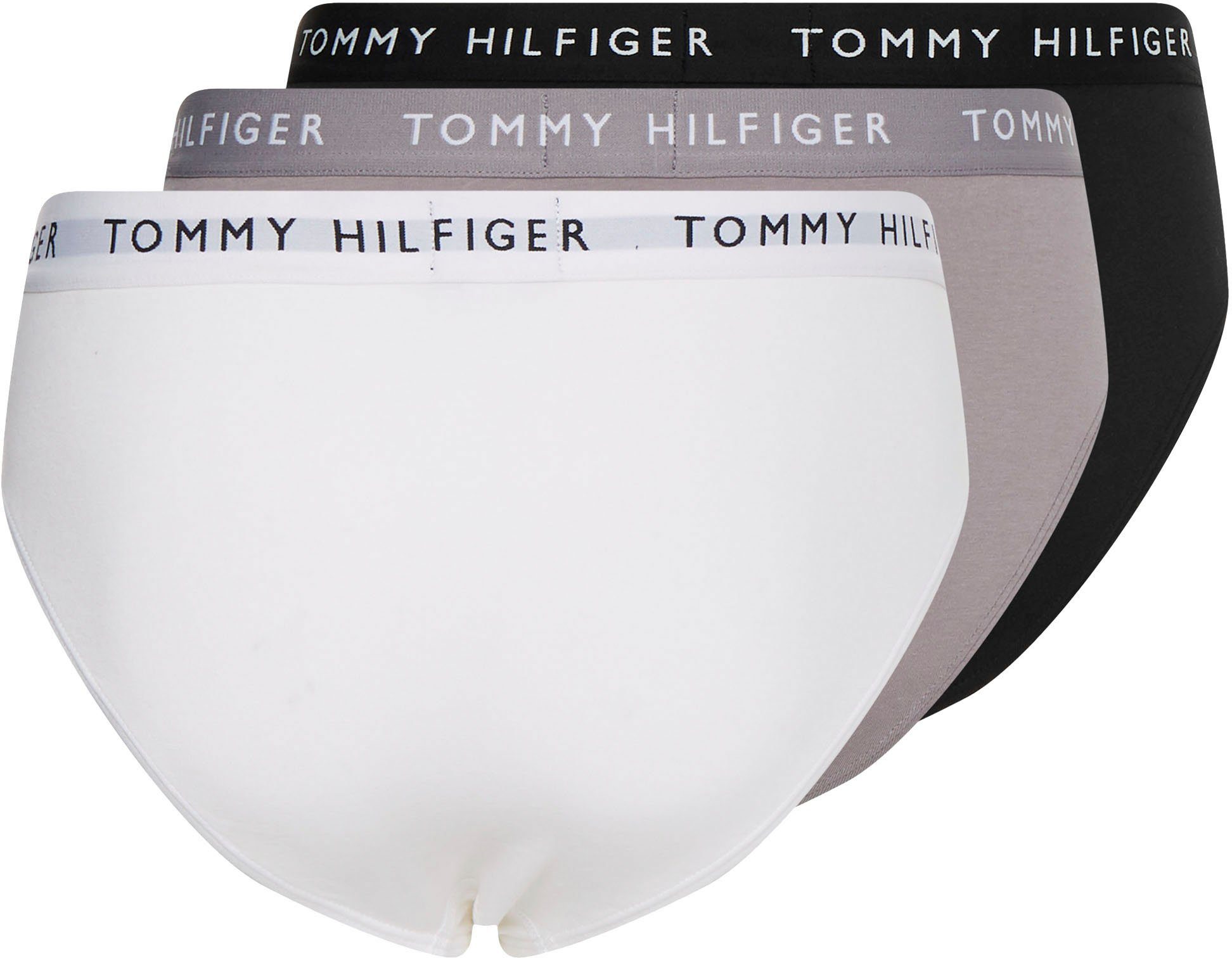 Wäschebund (Packung, Hilfiger kontrastfarbenem Tommy Slip schwarz grau-weiß, weiß, 3-St., Underwear 3er-Pack) mit