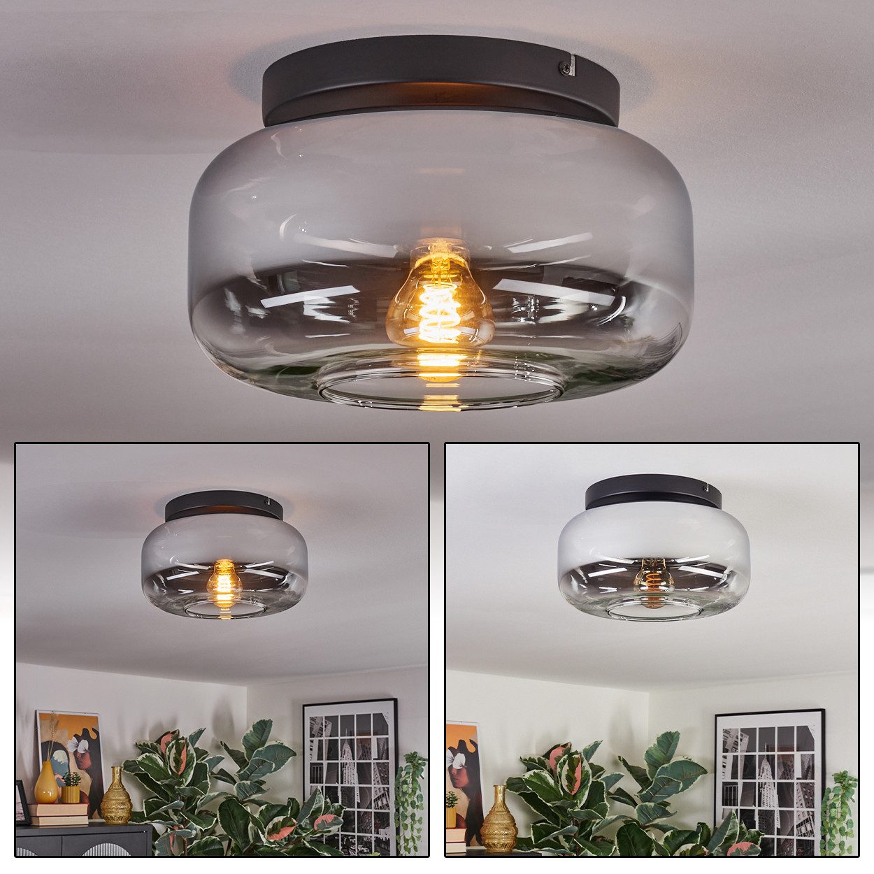 hofstein Deckenleuchte 1-flammige Deckenlampe aus Metall/Glas günstig online kaufen