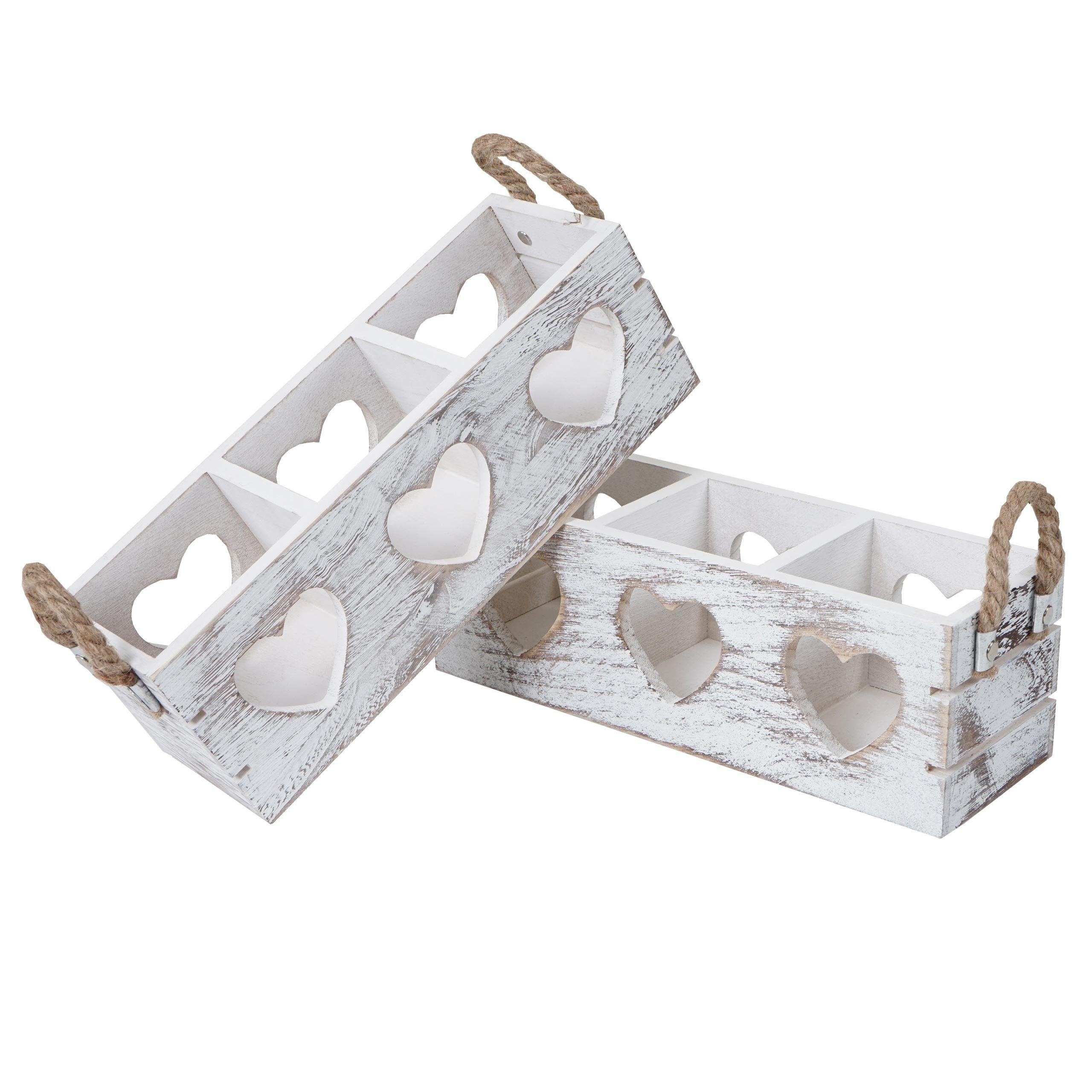 MCW Dekokiste MCW-C26 (Set, 2 St., 2-er Set), 2er-Set, Shabby-Look, Mit Herz-Ornamenten