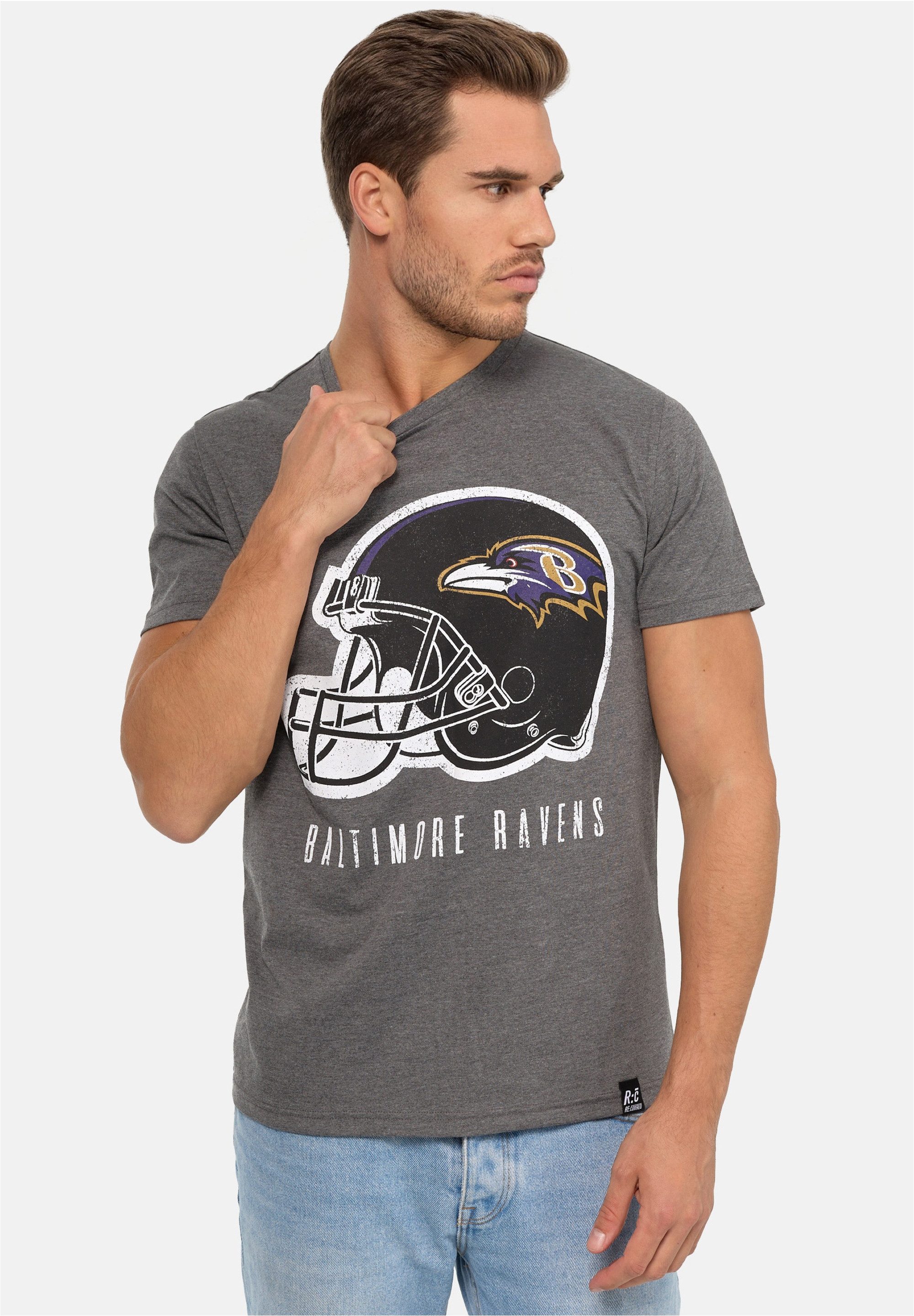 Recovered T-Shirt NFL Ravens Helmet Dark Core (1-tlg) für alle Fans der Baltimore Ravens