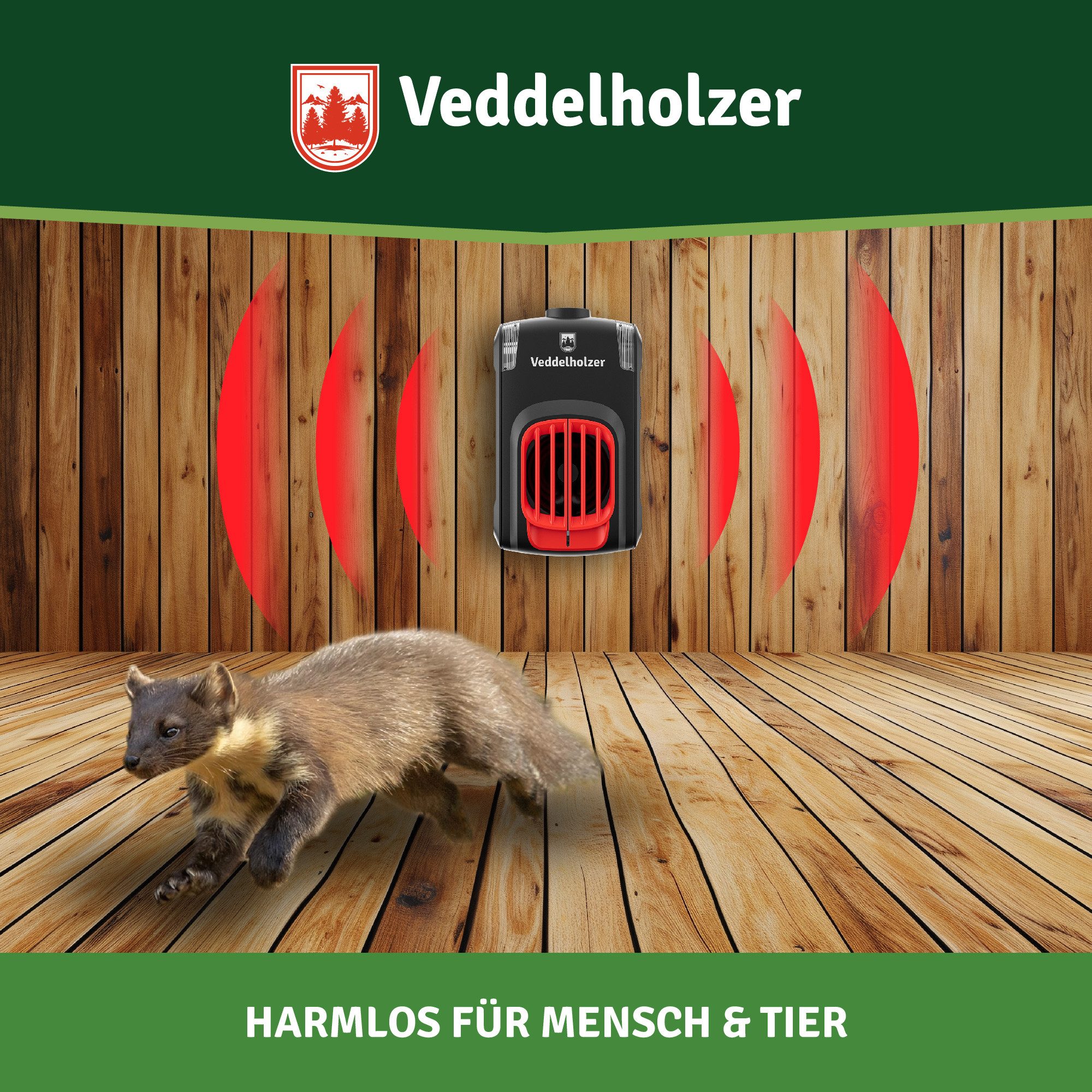 Veddelholzer Ultraschall-Tierabwehr Marderabwehr mit USB Stecker Ultraschall & LED Blitzlichter Haus, für Dachboden, Haus, Garage, Carport, Keller, Gartenhütte UVM 1-tlg., auf natürliche Weise Marder vertreiben, für 70m² Marderschreck