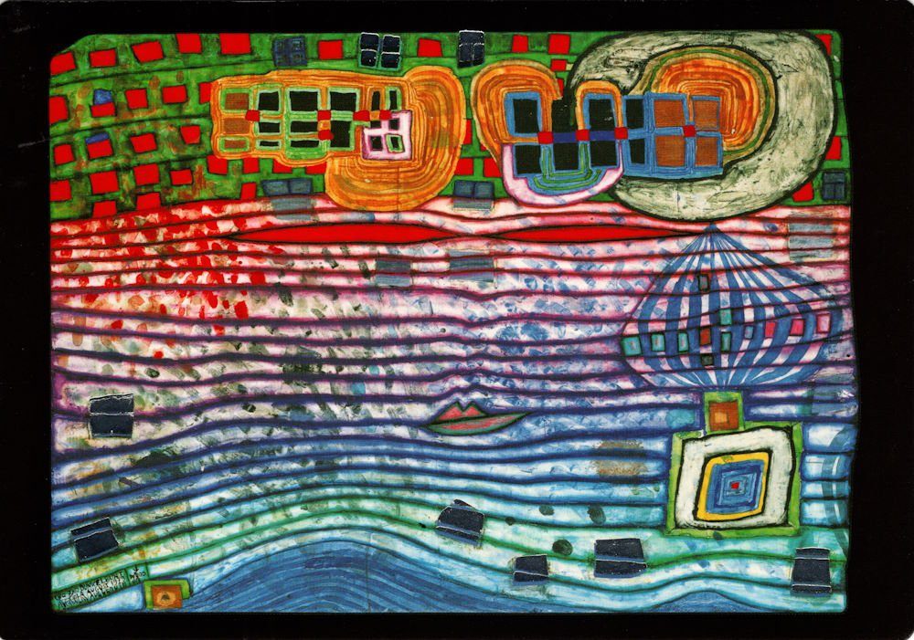 "Wellenlänge" Postkarte Kunstkarte Hundertwasser