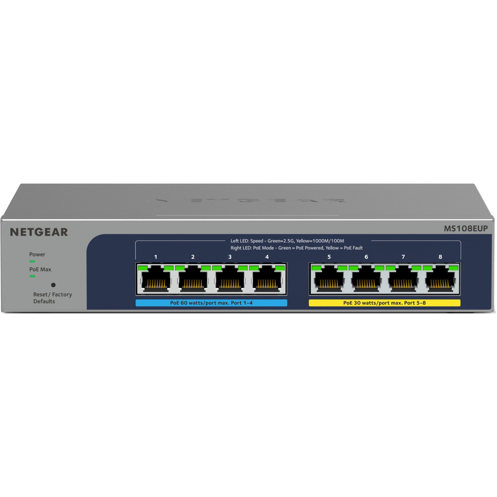 NETGEAR Netgear MS108UP 8-Port Switch Ultra Netzwerk-Switch 60 PoE
