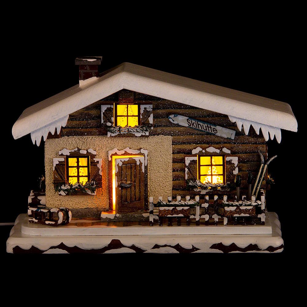 Hubrig Volkskunst GmbH Schwibbogen Winterhaus Skihütte (10cm) von Hubrig Volkskunst
