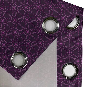 Gardine Dekorative 2-Panel-Fenstervorhänge für Schlafzimmer Wohnzimmer, Abakuhaus, Aubergine Swirl Blatt-Details