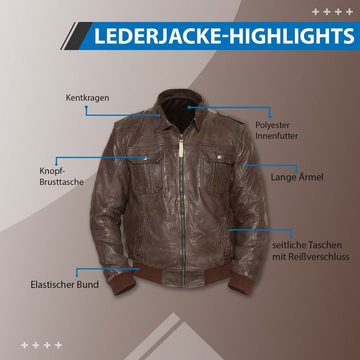 German Wear Lederjacke Trend 514J Lederjacke Jacke aus Lamm Nappa Leder dunkelbraun