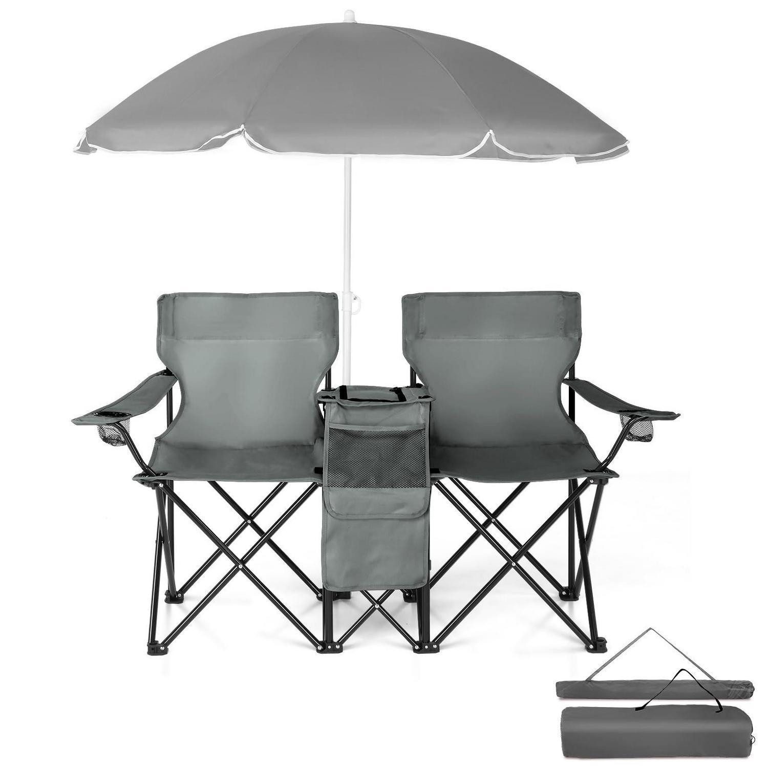 LuxusKollektion Campingstuhl Campingstuhl 2-Sitzer Faltbar mit Schirm (1 St)