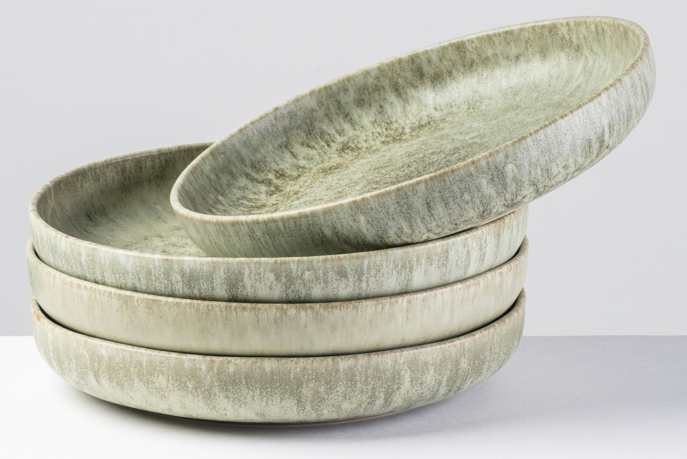 Gipfelstück Suppenteller Teller Set, Moos'n'Stein, (4 St), Scandi-Style, glänzende Reaktivglasur, jedes Stück ein Unikat