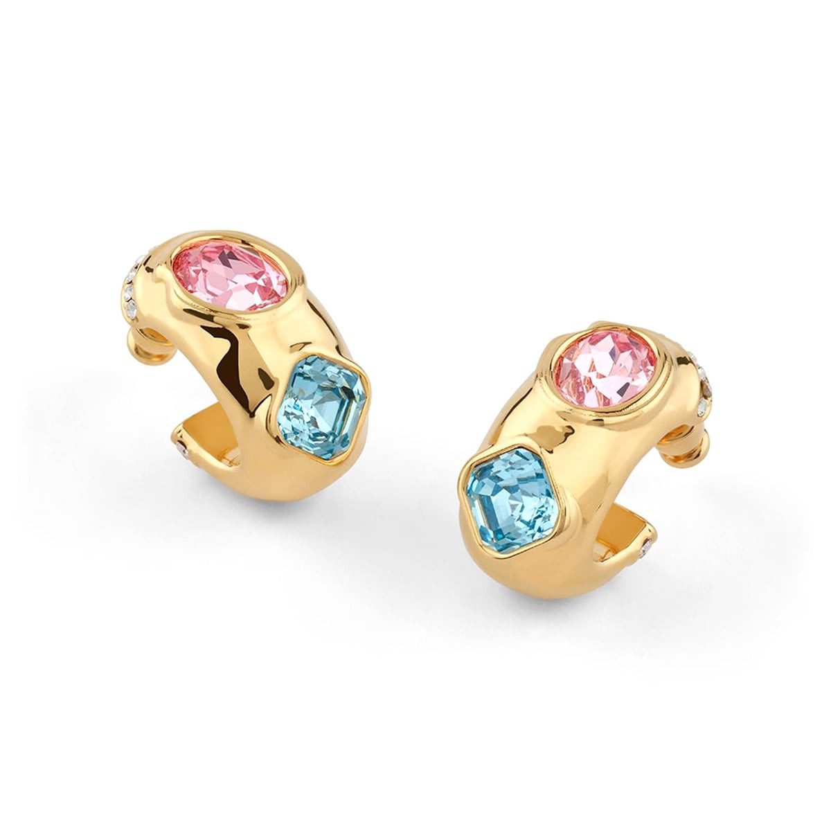 Paar Creolen Damen-Multi Crystals J Goldfarben