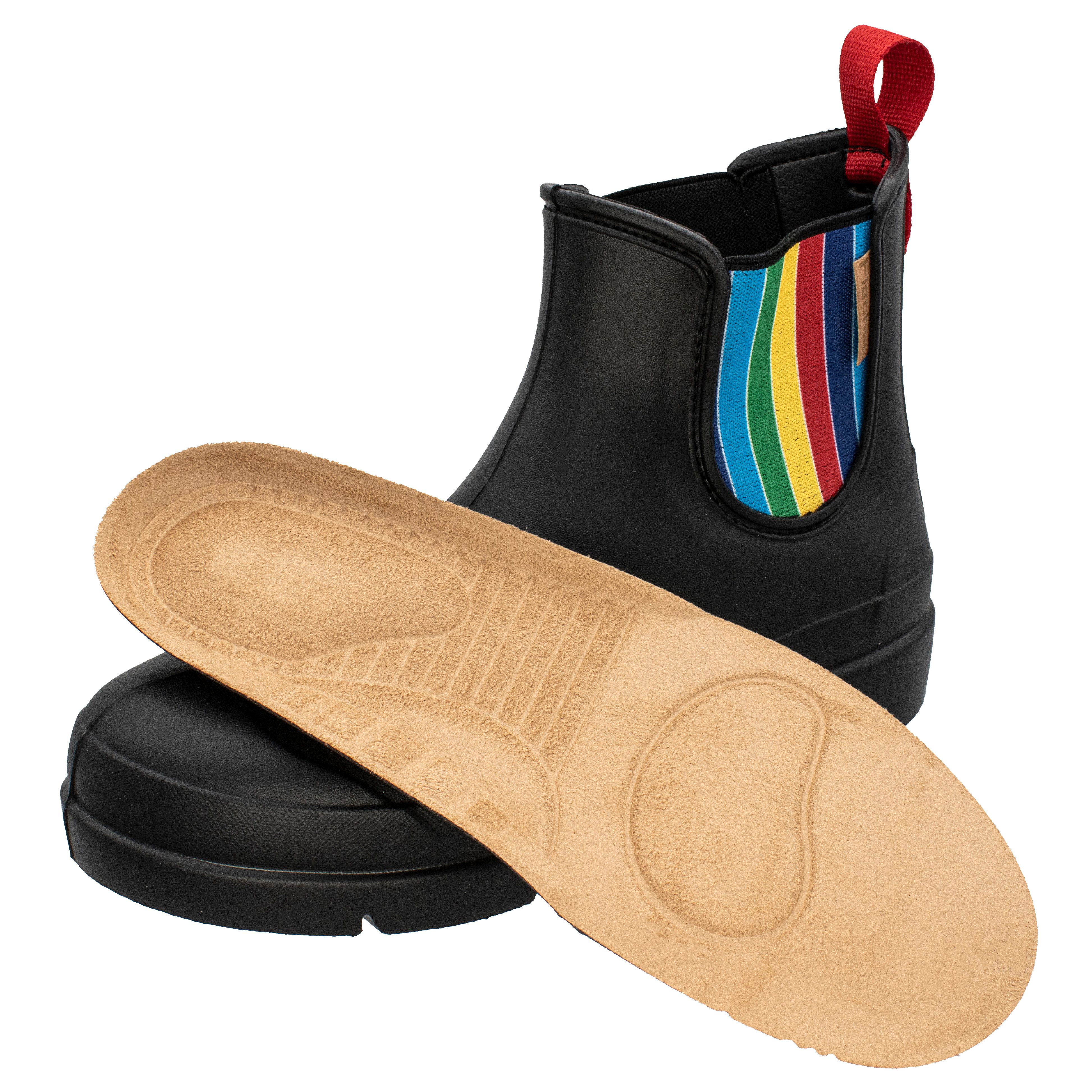 Fischer-Markenschuh Stella Gummistiefelette aus EVA, Regenbogen-Gummizug, leicht, EInlegesohle herausnehmbar