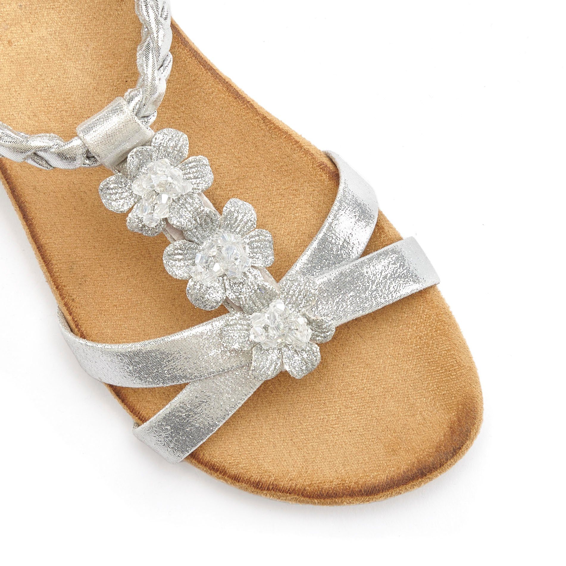 LASCANA Sommerschuh, Sandalette, offener Schuh, Sandale mit eleganten Schmucksteinchen und elastischem Riemchen
