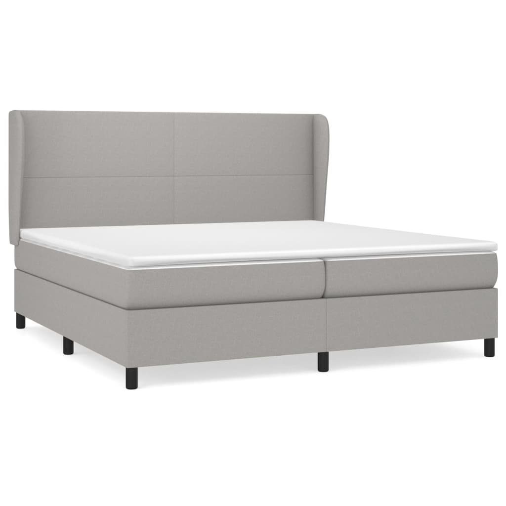 Bett Boxspringbett mit Matratze Hellgrau 200x200 cm Stoff
