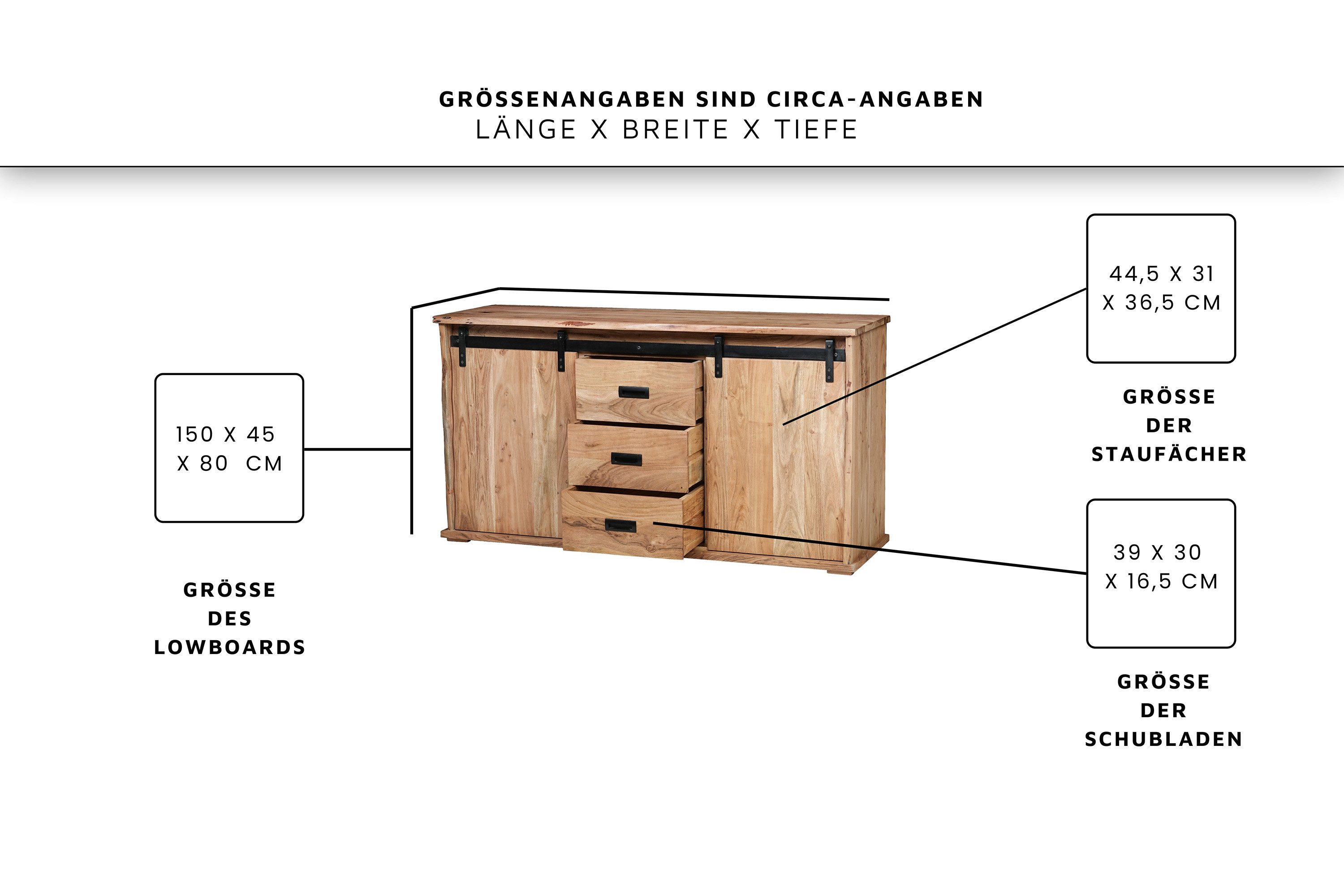 SAM® Sideboard Fritz, Akazienholz, mit Baumkante günstig online kaufen