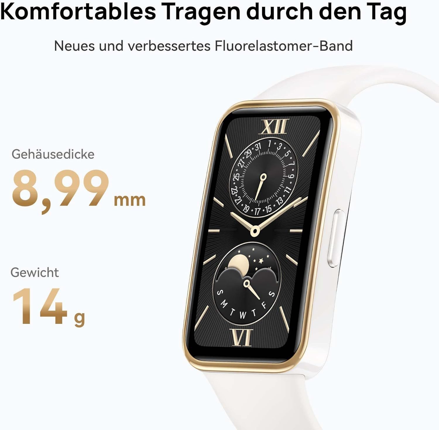 Huawei Schlaf-Tracking, 100 Trainingsmodi, Damen's Lange Dauer AMOLED Smartwatch (3,7 cm/1,47 Zoll, Android iOS), intelligente Helligkeitseinstellungen Bluetooth Anruffunktion armband