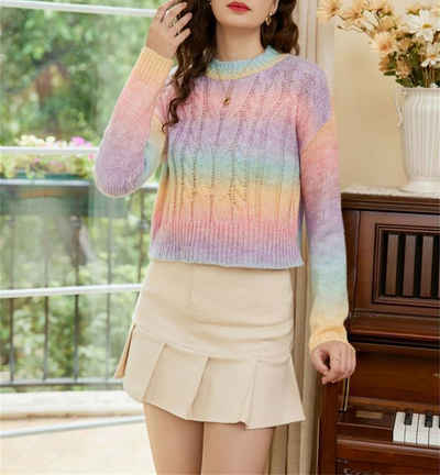 AFAZ New Trading UG Jacquardpullover Pullover mit herbstlichem Regenbogen-Farbverlauf