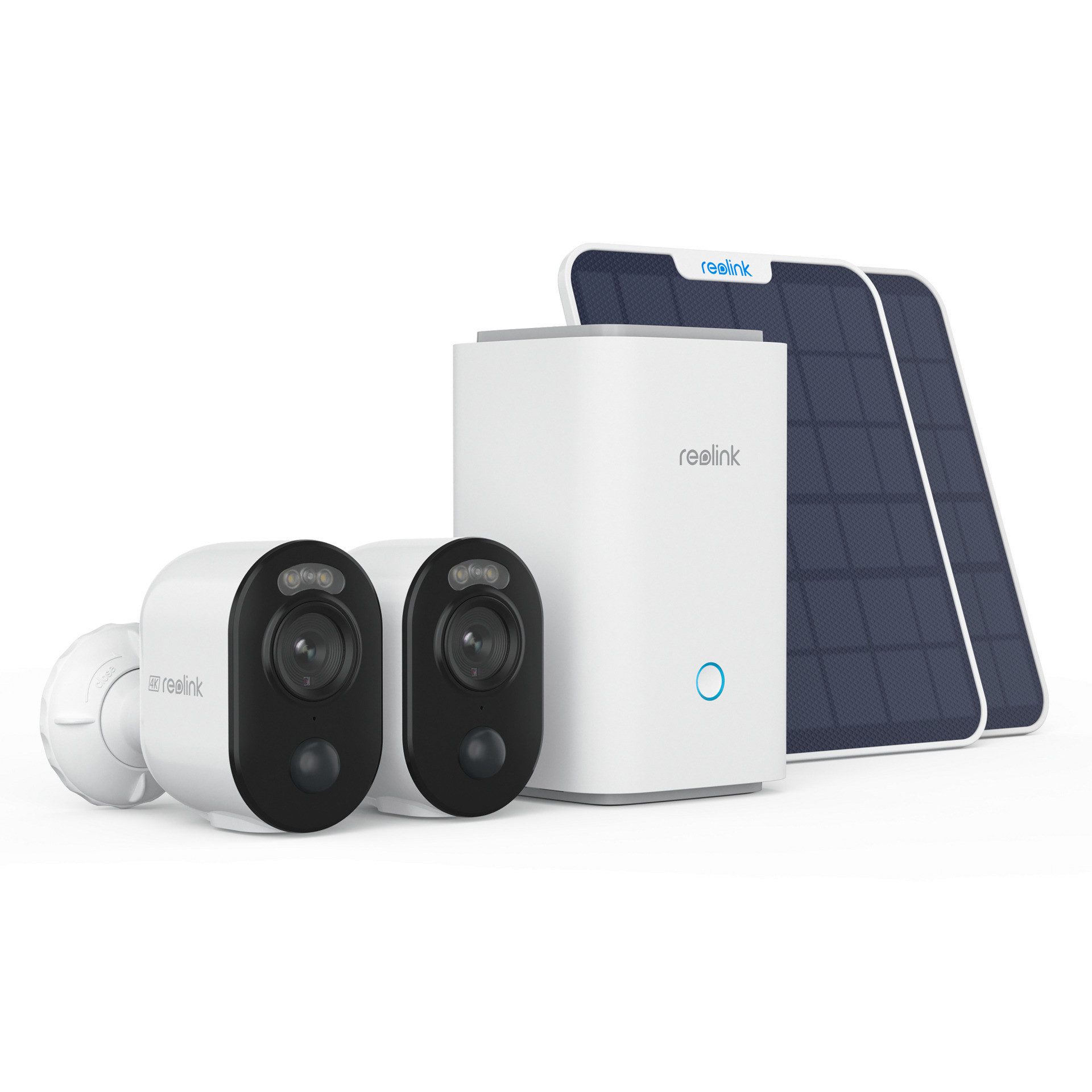 Reolink Überwachungskamera Reolink Argus B350 (Außenbereich, Innenbereich, Reolink Hub 1 mit 2x Argus Series B350+ 2x Solarpanel, Drahtloses Batterie-/Solarkamerasystem)