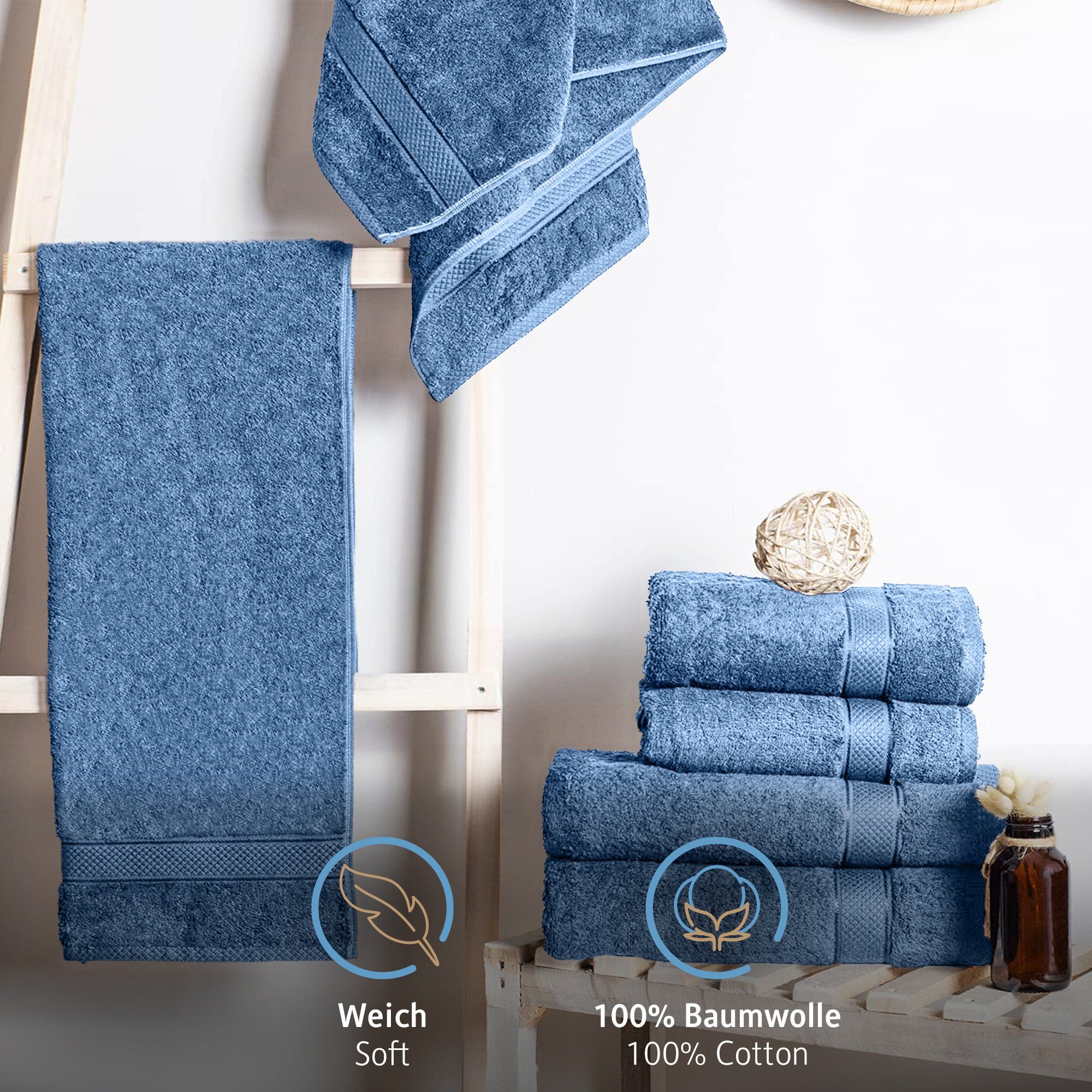 Komfortec Badetücher 100% Baumwolle, 470 g/m², Frottee (2-St), Handtücher 7 günstig online kaufen