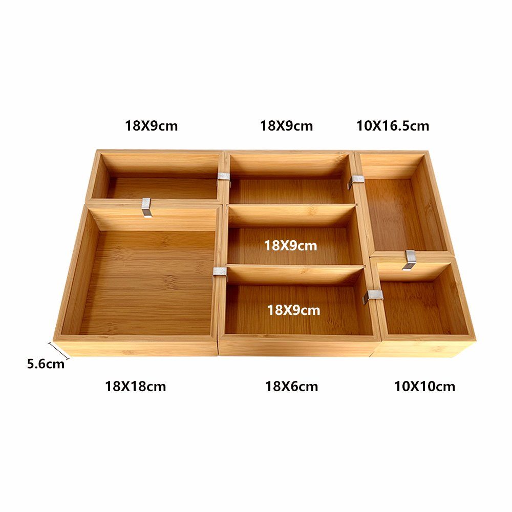 WAOHO Schubladeneinsatz Schubladen Organizer aus Bambus, 5-teiliger aufbewa günstig online kaufen