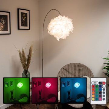 etc-shop LED Stehlampe, Leuchtmittel inklusive, Warmweiß, Feder Steh Leuchte weiß verstellbar Ess Zimmer Lampe rund