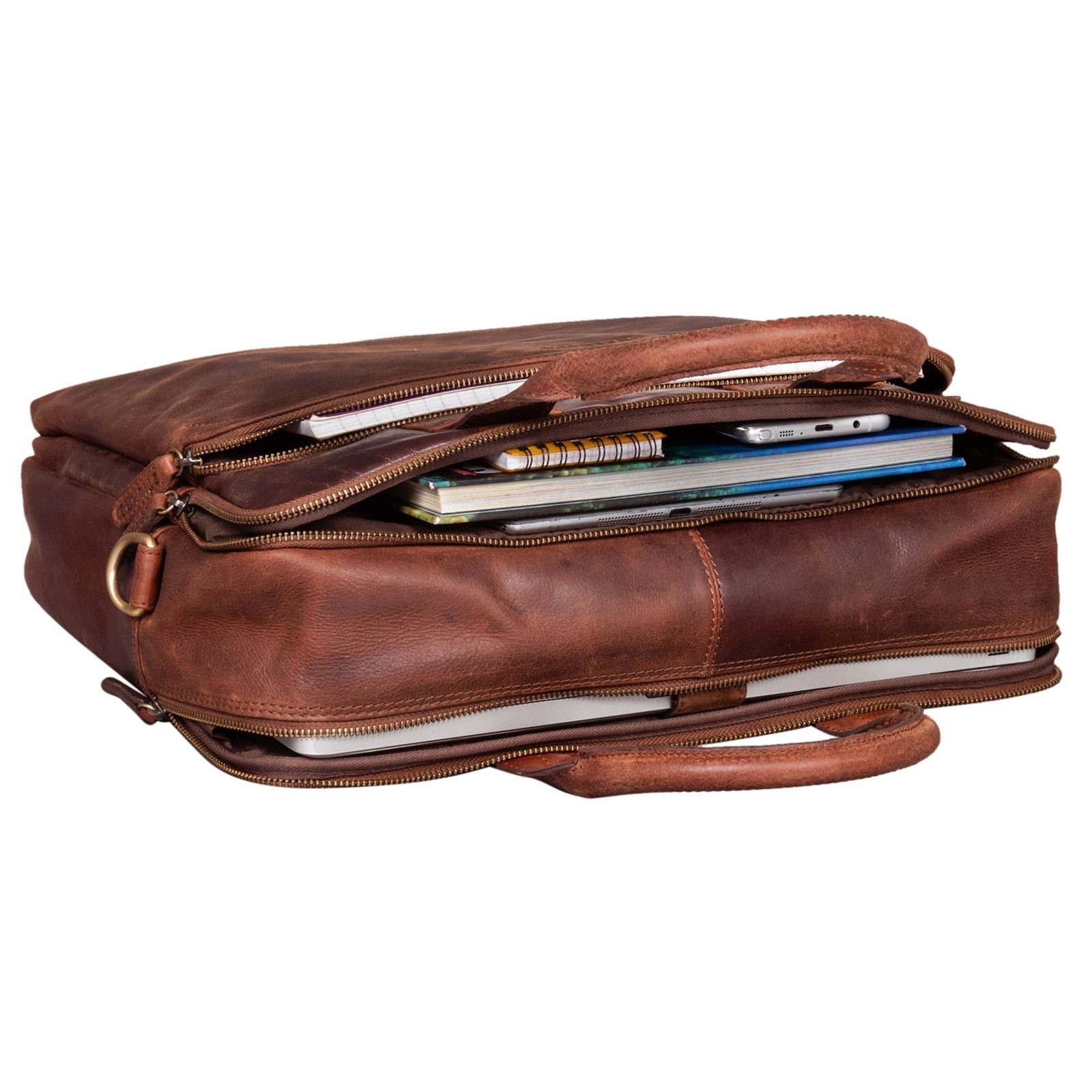 STILORD Laptoptasche "Hector" Große Business Ledertasche für Herren