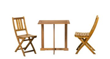 TPFGarden Sitzgruppe AKANA - Gartenlounge-Set aus geöltem Akazienholz, (Klappbare Balkonstühle und klappbarer Tisch, 3-tlg., Balkon Sitzgruppe mit 2 Stühlen und 1 Tisch), Maße (BxHxT): Klappstuhl 36x87x53 cm - Tisch 70x74x45 cm