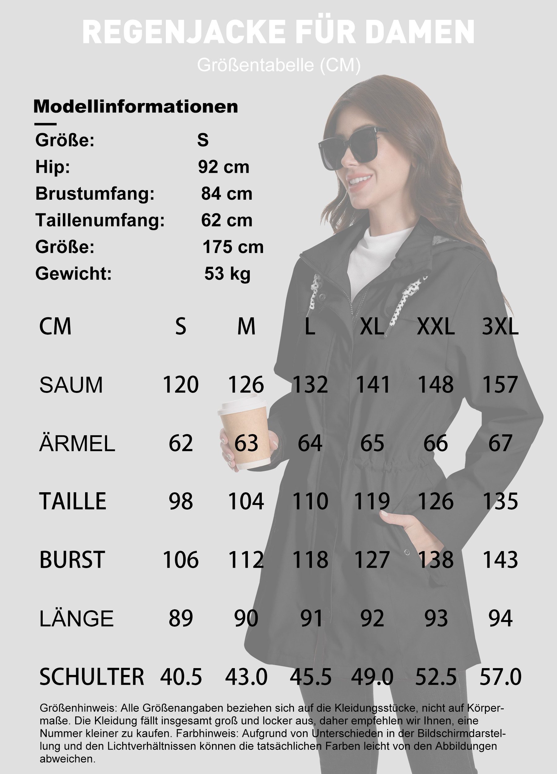 ATLASLAVA Regenjacke Damen Lang – Wasserdicht & Atmungsaktiv mit Kapuze (1- günstig online kaufen