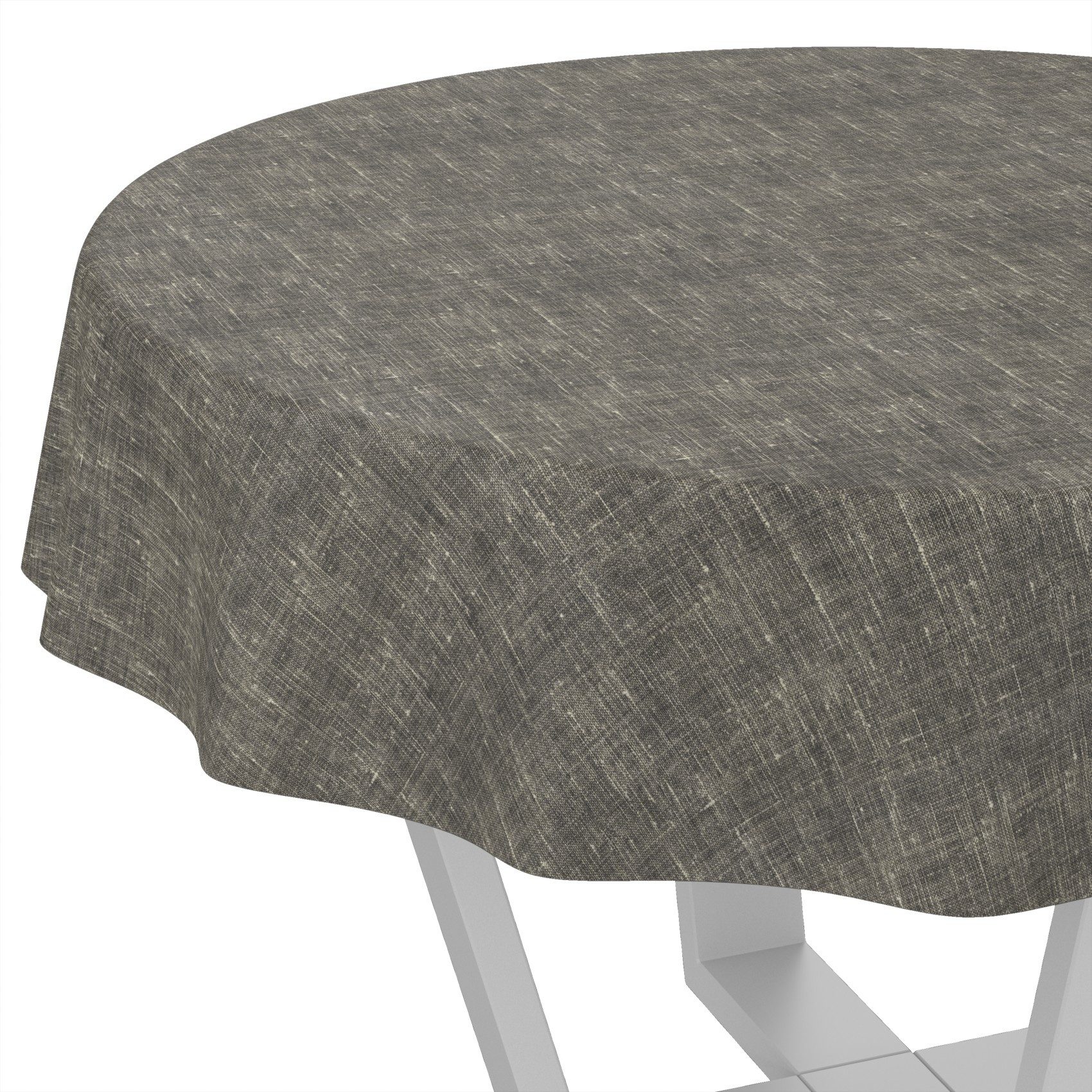 ANRO Tischdecke Alica Leinen Melliert Tischwäsche (Einzelstück 1-tlg), wasserabweisend Melliert Anthrazit Rund 100cm