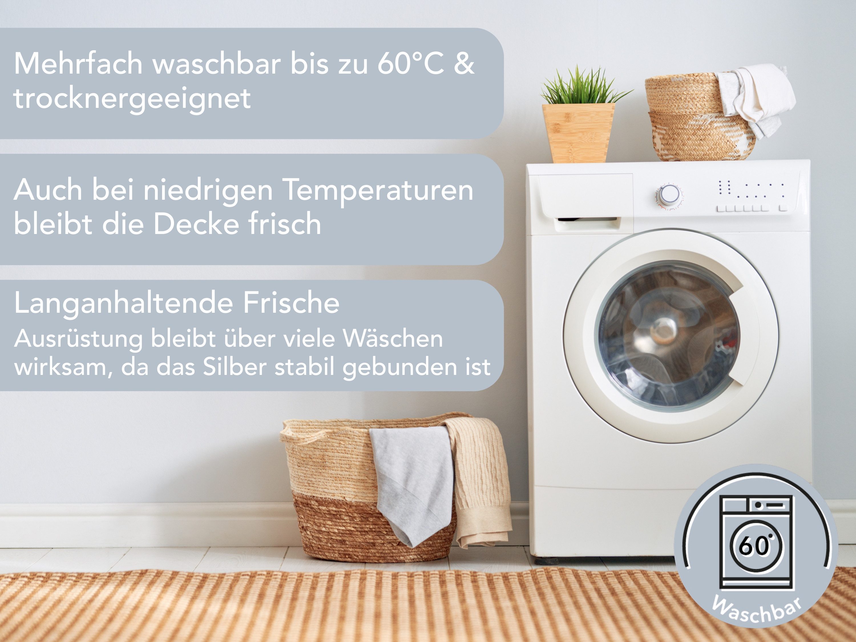 XDREAM Microfaserbettdecke Microfaserbettdecke Silverplus, Ganzjahresdecke 135x200 & 155x220 cm, Füllung: Polyester, Bezug: Microfaser mit Frischeausrüstung, Allergiker Bettdecke - antibakteriell & atmungsaktiv