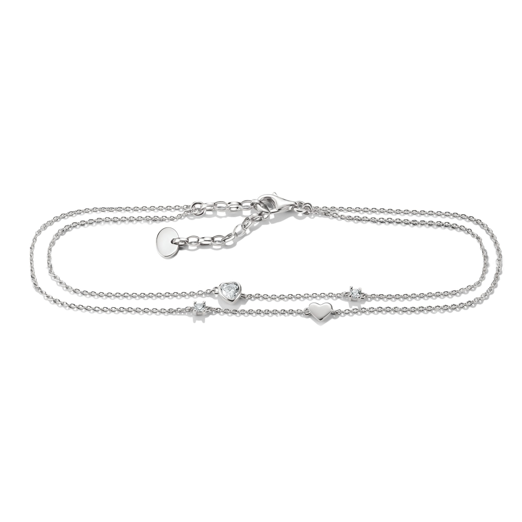 THOMAS SABO Fußkette Fußkettchen mit Herzen, mit Zirkonia (synth)