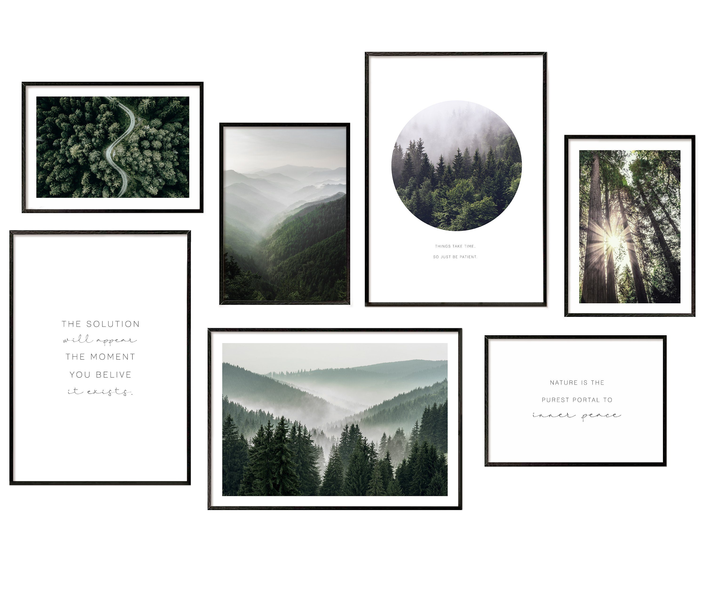 Hyggelig Home Poster Wälder - Premium Poster Set OHNE & MIT Rahmen - 7 Wand günstig online kaufen