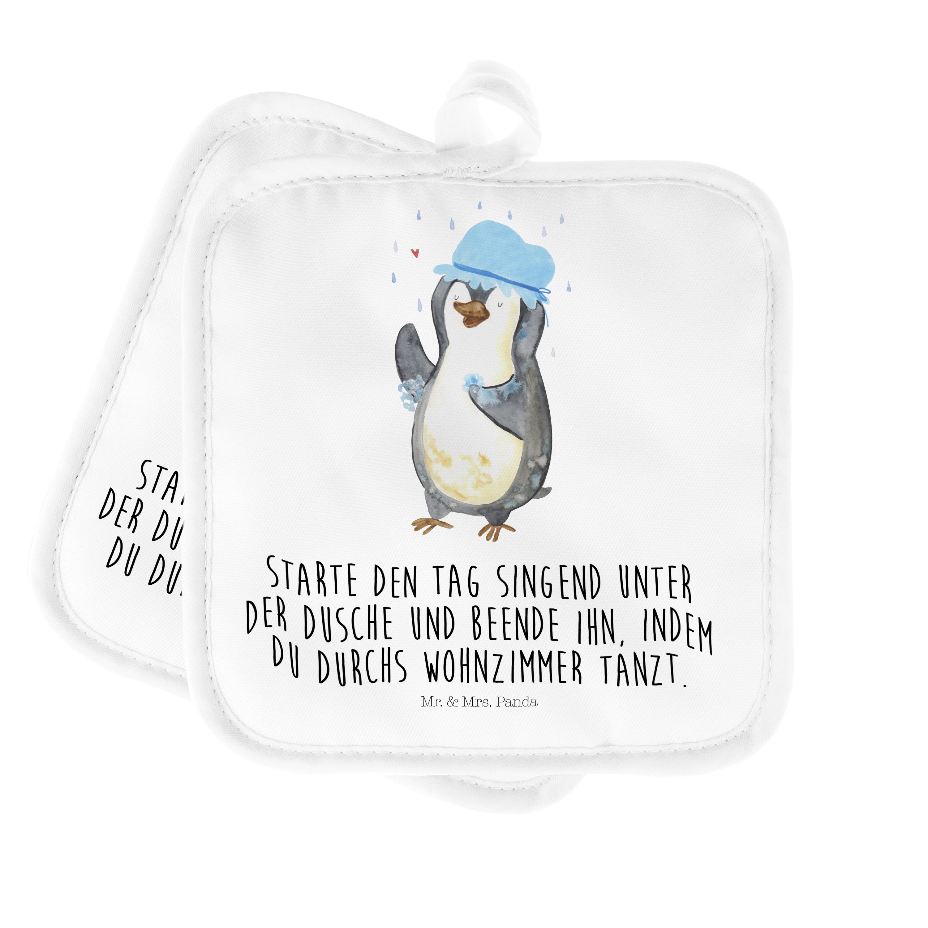 Kostenloser Versand bundesweit Mr. & Mrs. Panda Weiß Topfuntersetzer, Geschenk, - - baden, duscht Dusche, Top, (1-tlg) Topflappen Pinguin