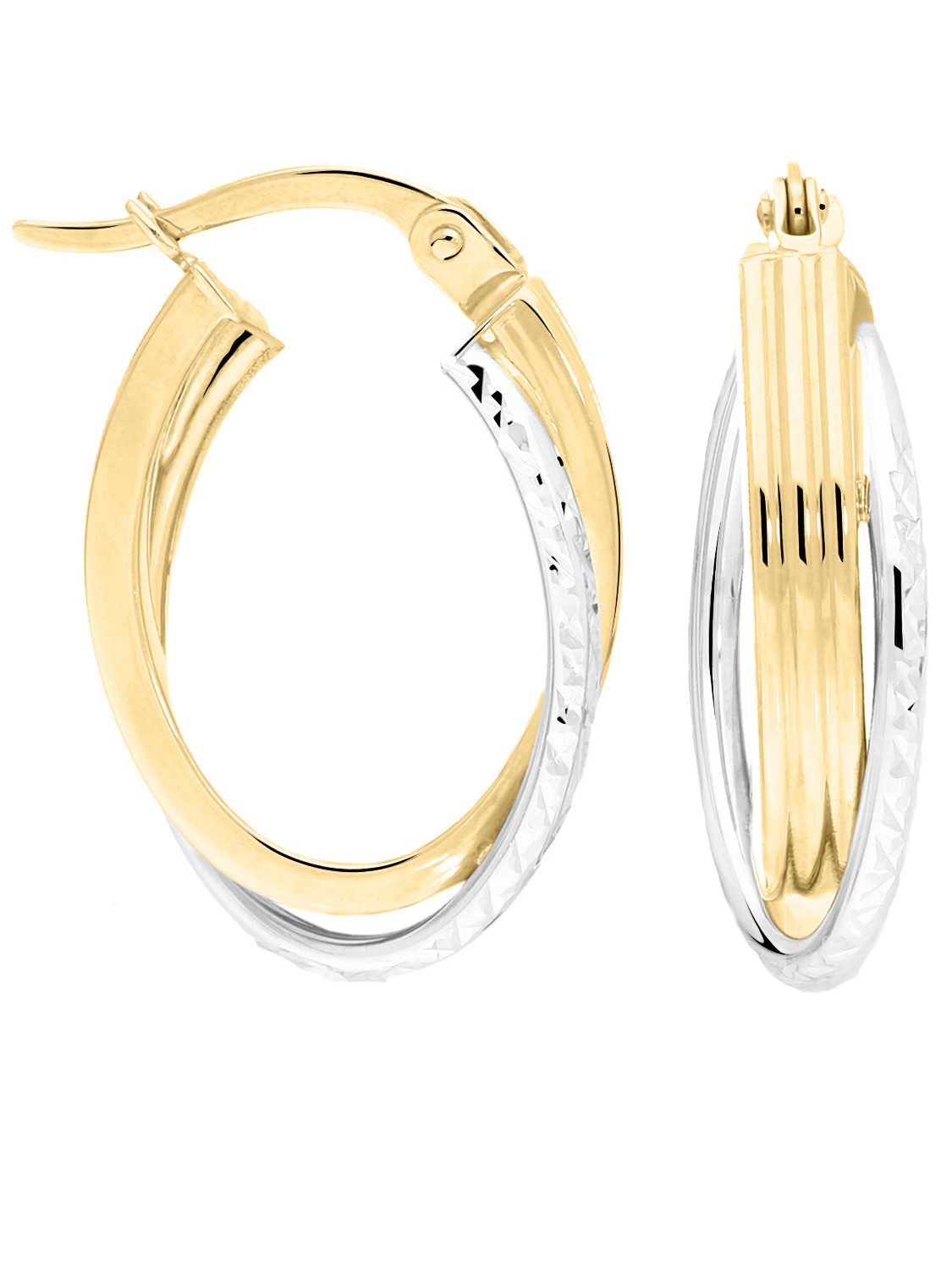 My Gold Paar Creolen Damen Ohrringe Creolen Gold 585 (14 Karat) Gelb- & Wei günstig online kaufen