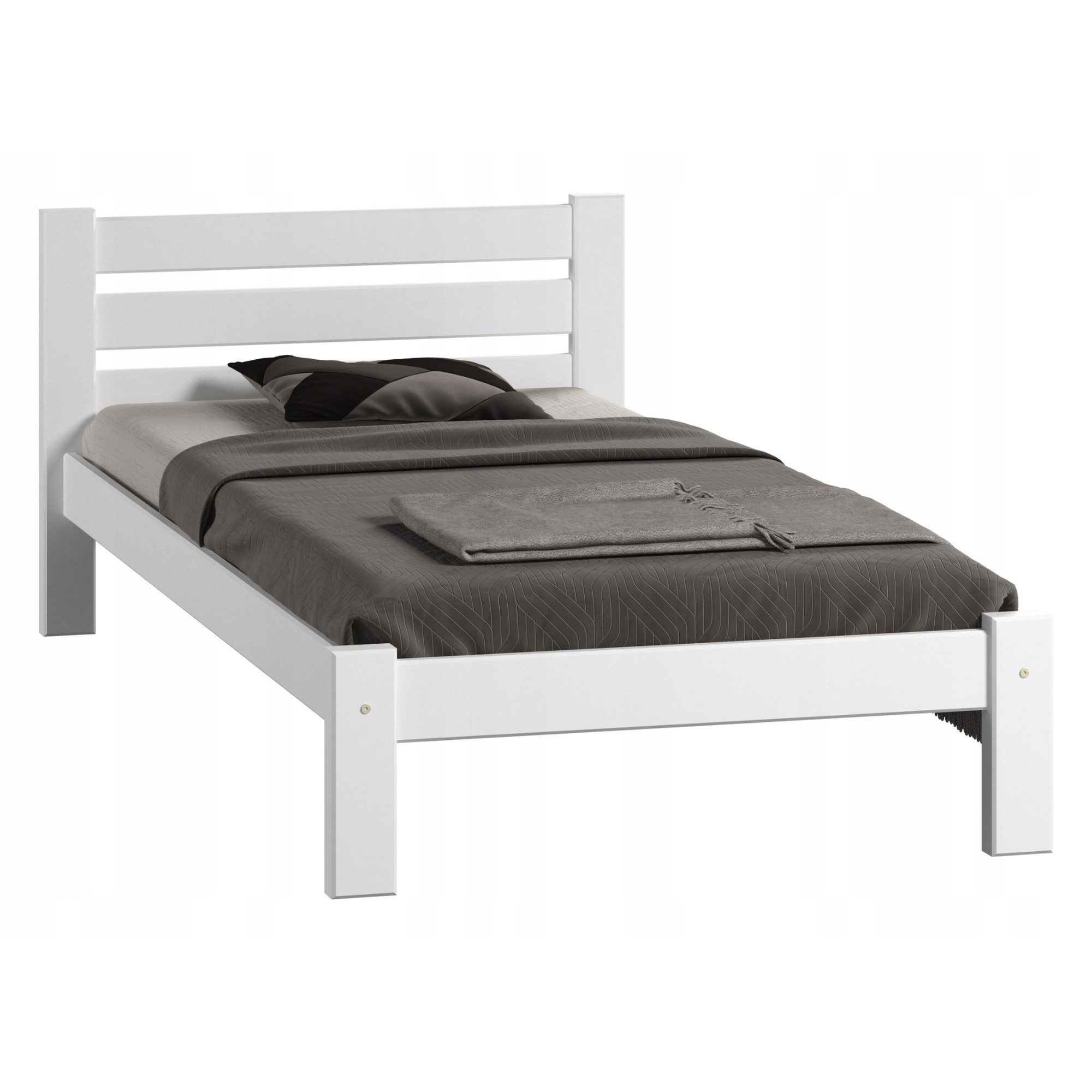 Home Collective Holzbett Einzelbett Massivholz Bett mit Massive Bettbeine & Lattenrost, 210x102x72 cm, Weiß – Bild 2 von 4