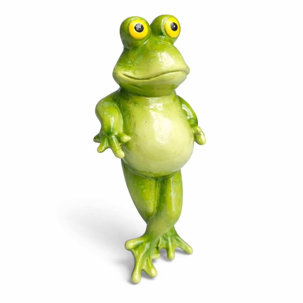 Figuren-Discounter Dekofigur Lustiger Frosch Dekofigur aus Polyresin – frech & dekorativ (13 cm) (1 St., Kantenhocker Frosch stehend)