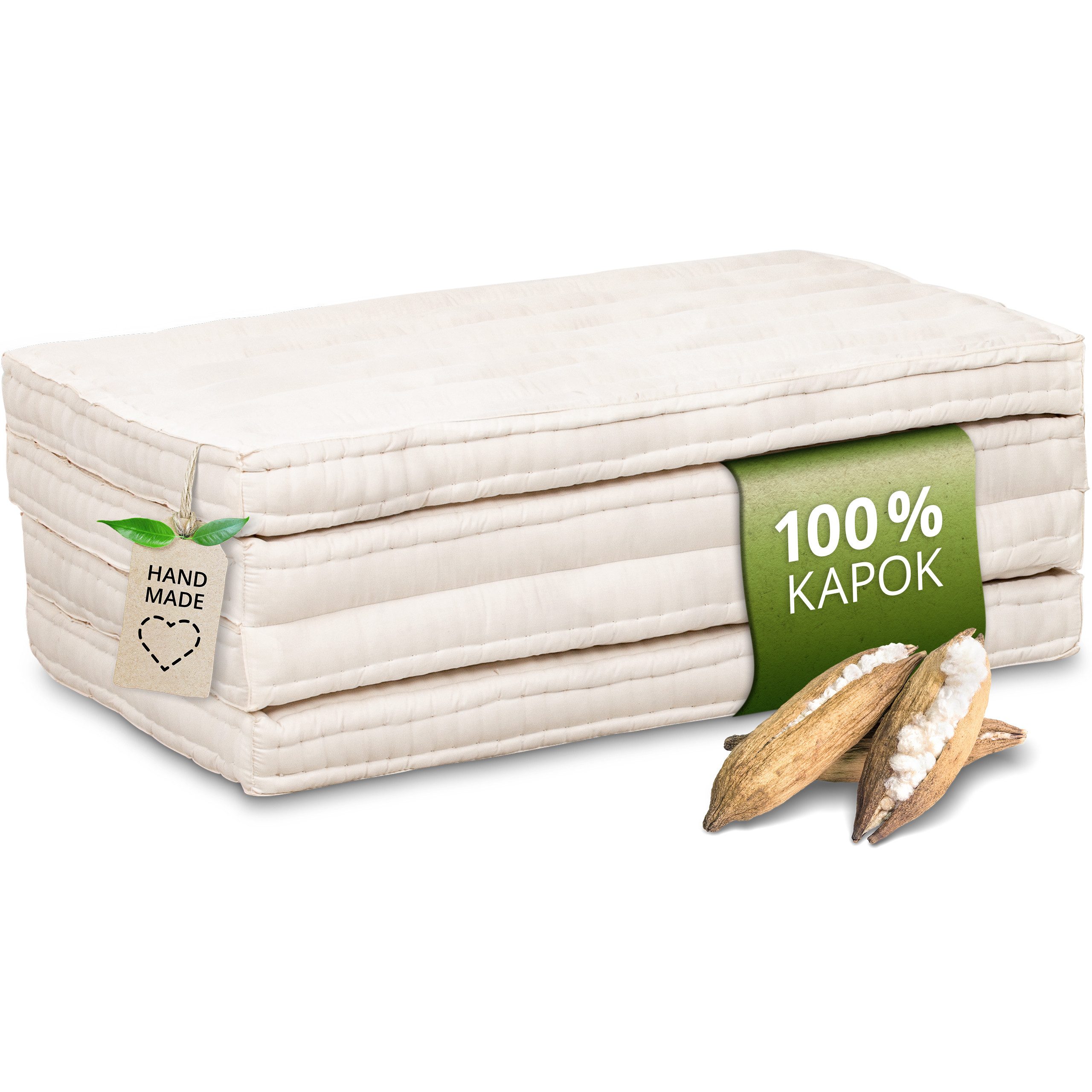 Klappmatratze Kapok Matratze - 200x90x8cm - platzsparend, mit Baumwollbezug günstig online kaufen