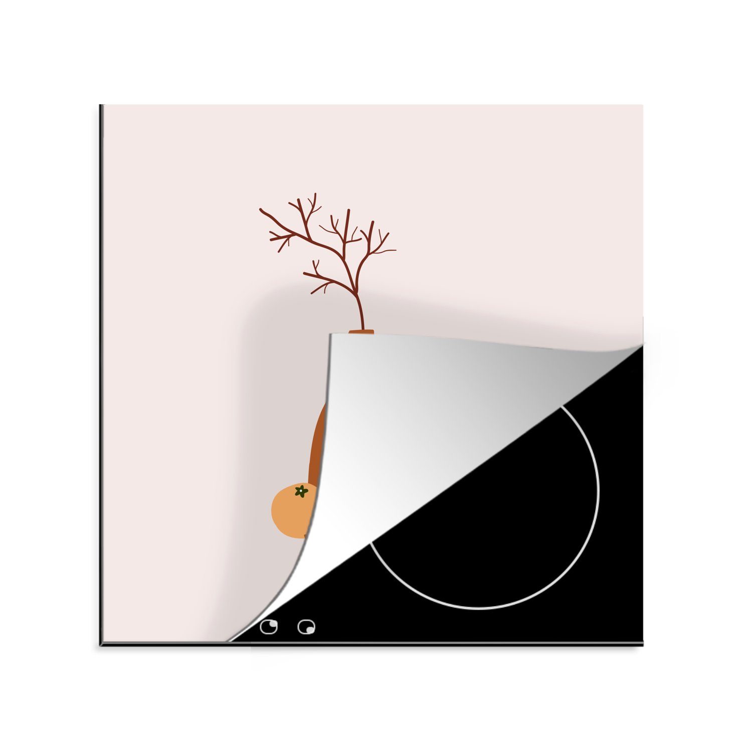 Herdblende-/Abdeckplatte Design, - Obst Ceranfeldabdeckung, küche MuchoWow für Arbeitsplatte cm, 78x78 (1 tlg), Vasen Vinyl, -