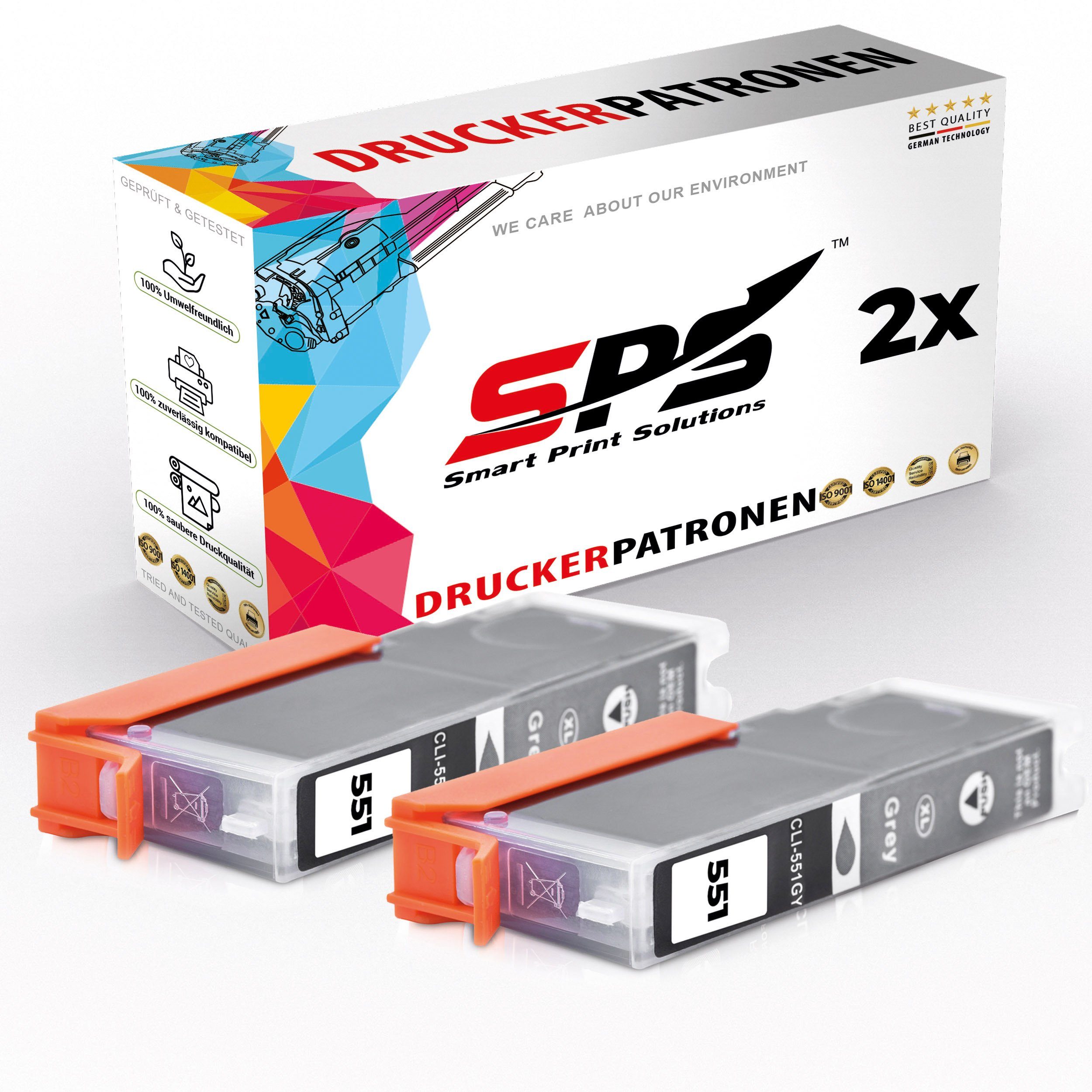 SPS 2x Kompatibel CLI551GY Druckerpatronen Grau für Canon Pixma MG6350 Nachfülltinte (für Canon, 2er Pack, x)