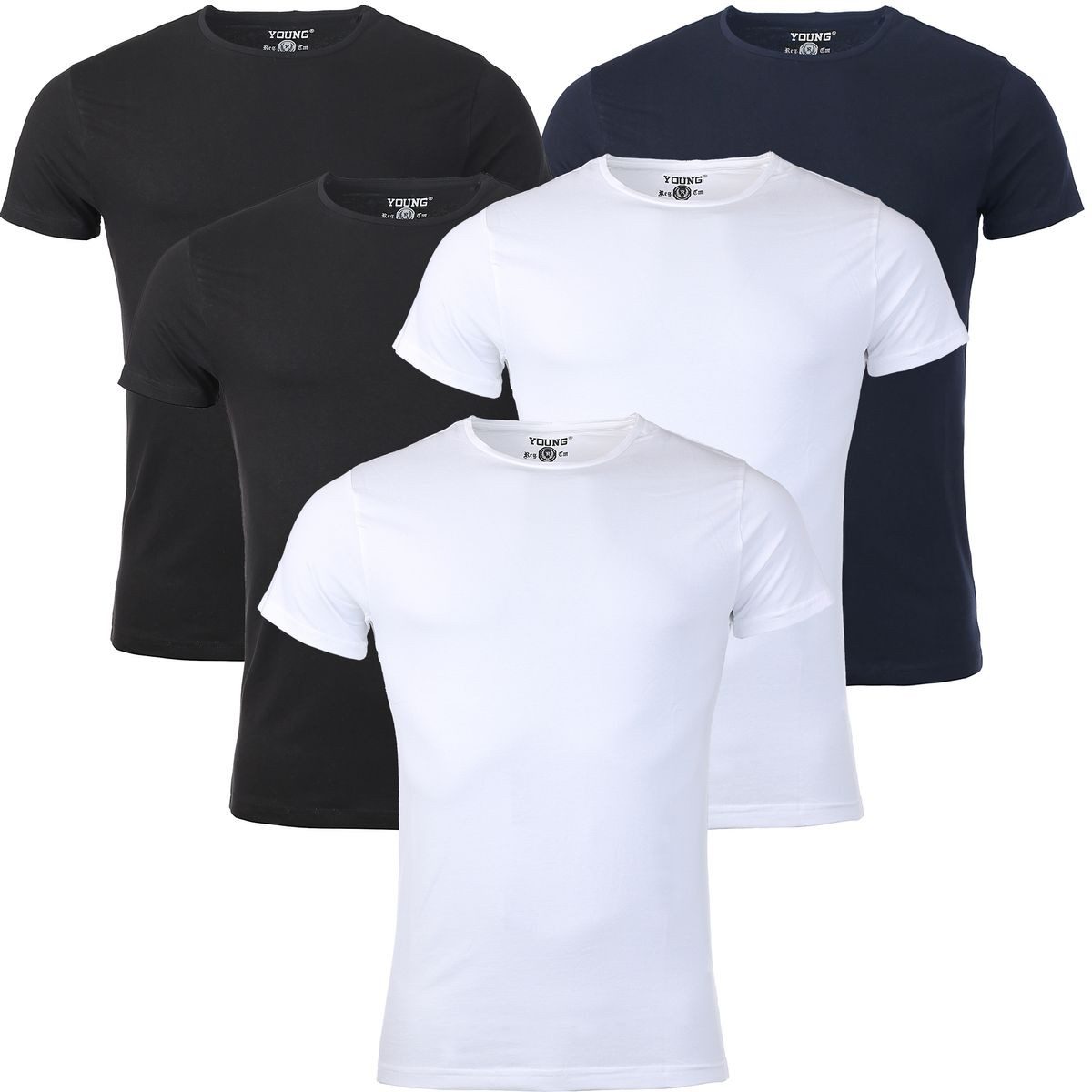 T-Shirt Herren Uni Basic rundhals Ausschnitt Unterziehshirt 1701 5er Pack