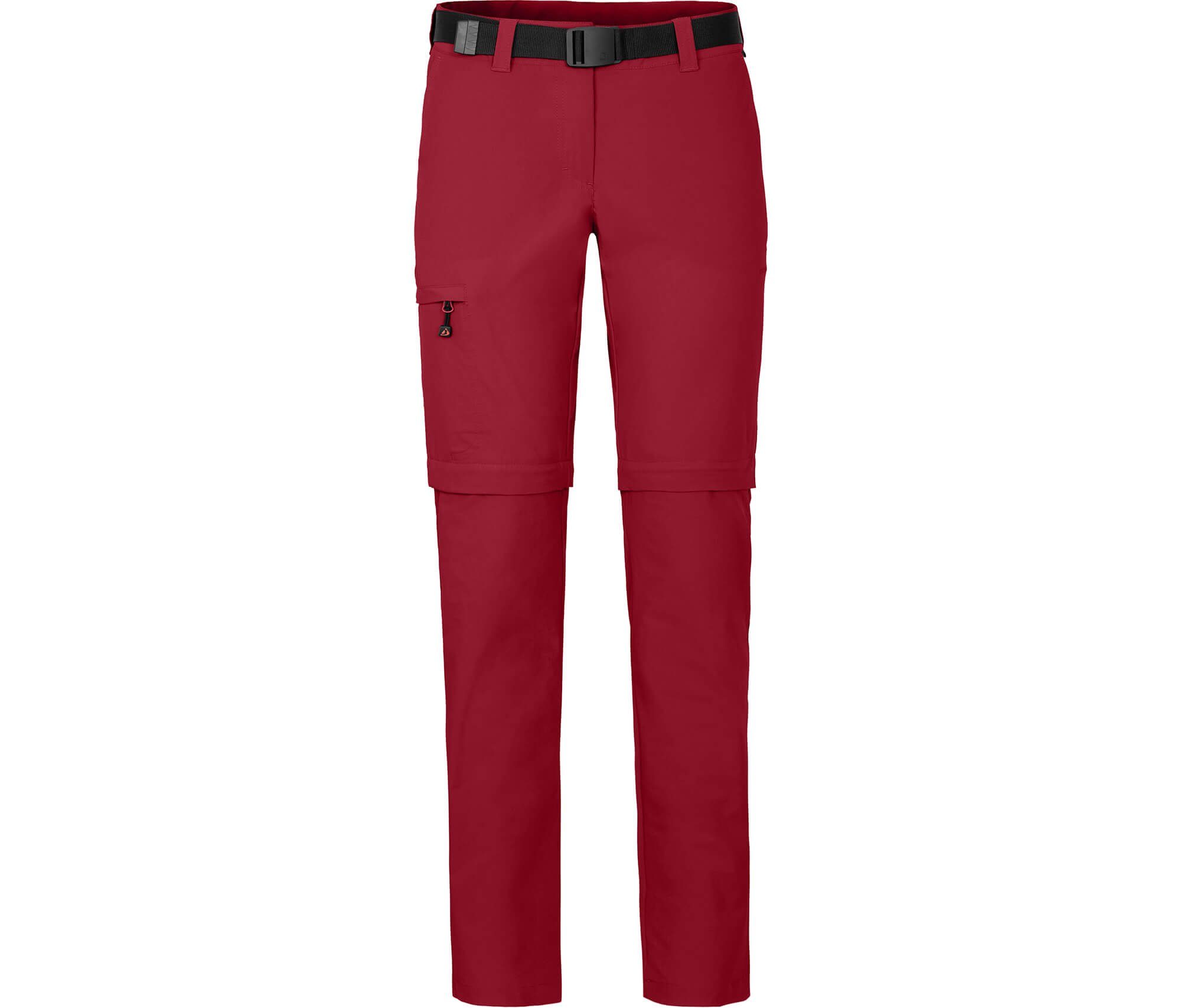 Bergson Zip-off-Hose BENNETT Zipp-Off (slim) Damen Wanderhose, vielseitig,  pflegeleicht, Normalgrößen, dunkelrot